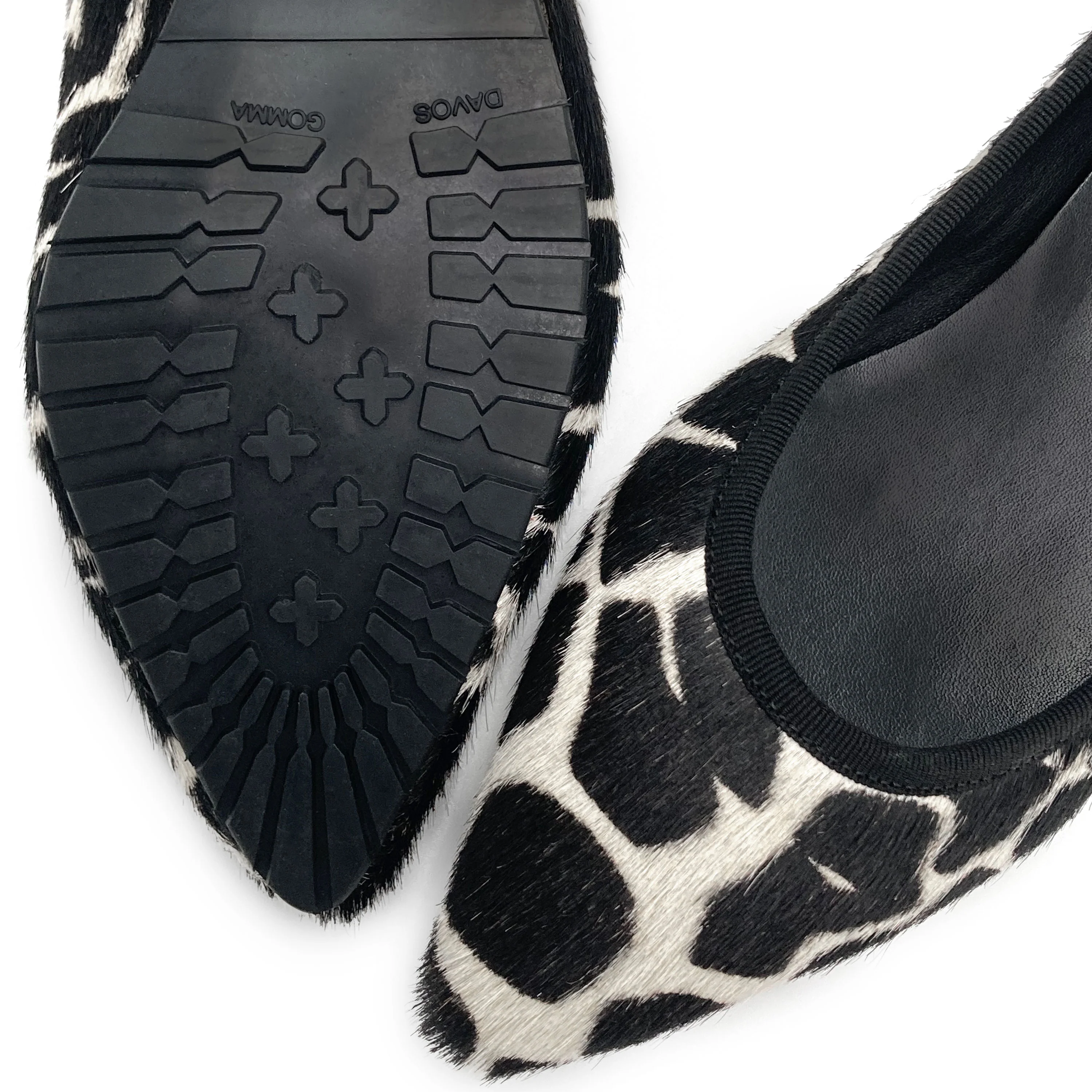 Ballerine a punta animalier in cavallino maculato bianco e nero - Image 5