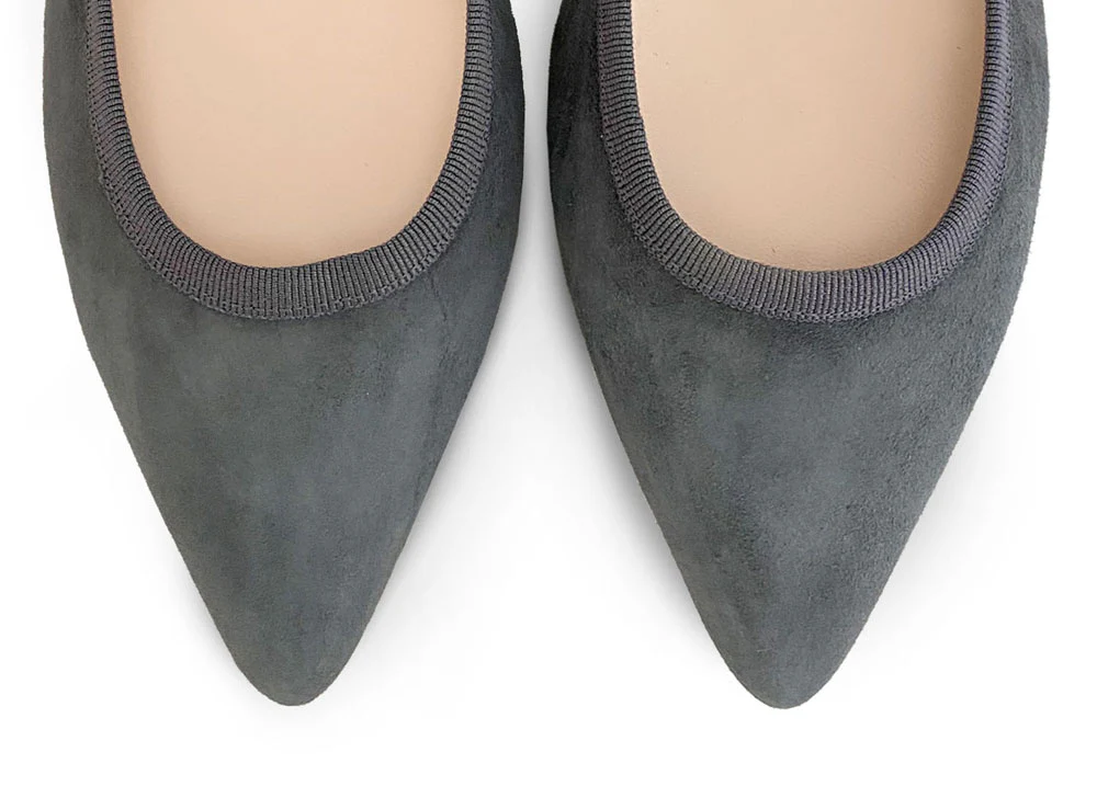 Ballerine a punta in camoscio grigie fumo - Image 5