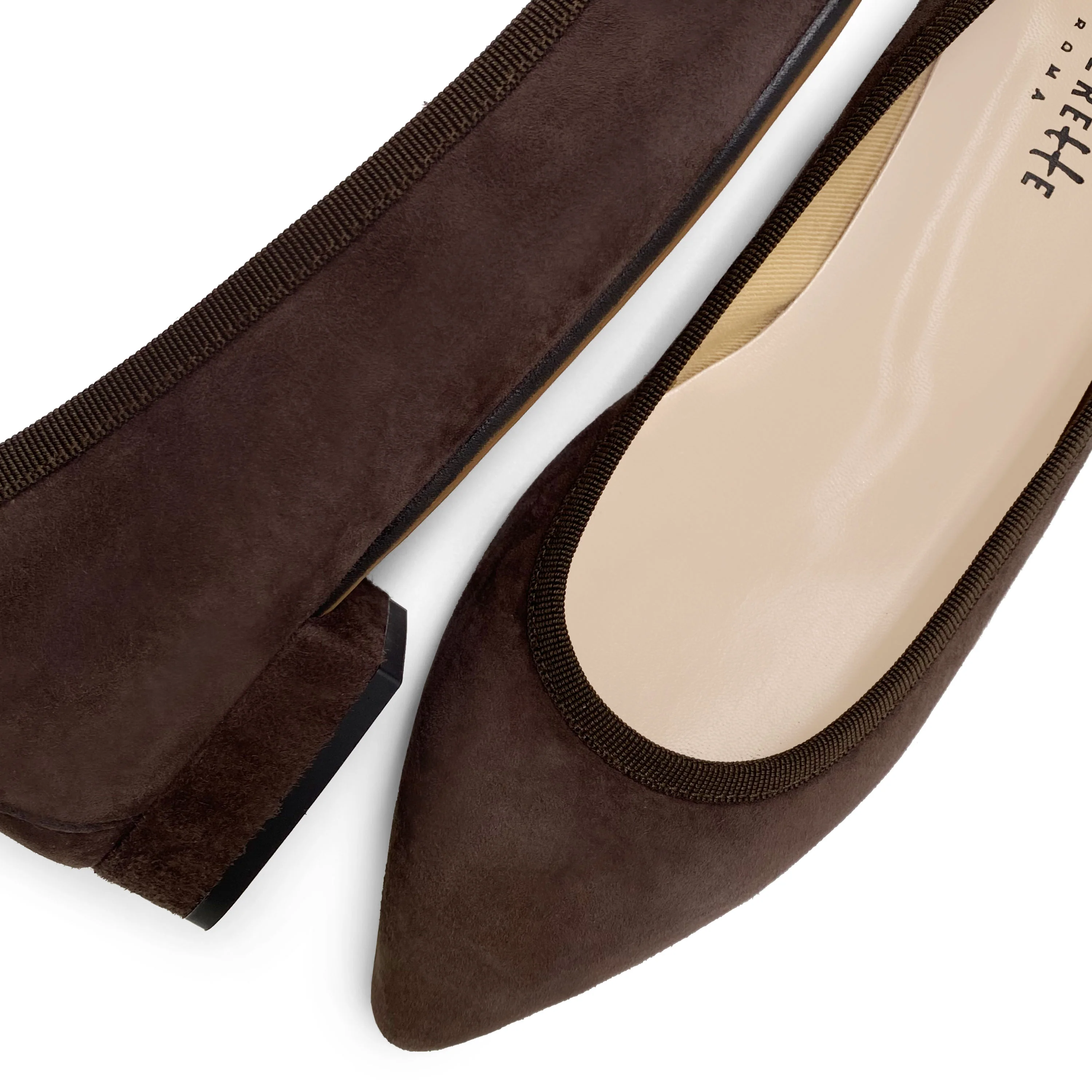Ballerine a punta marroni in camoscio - Image 3