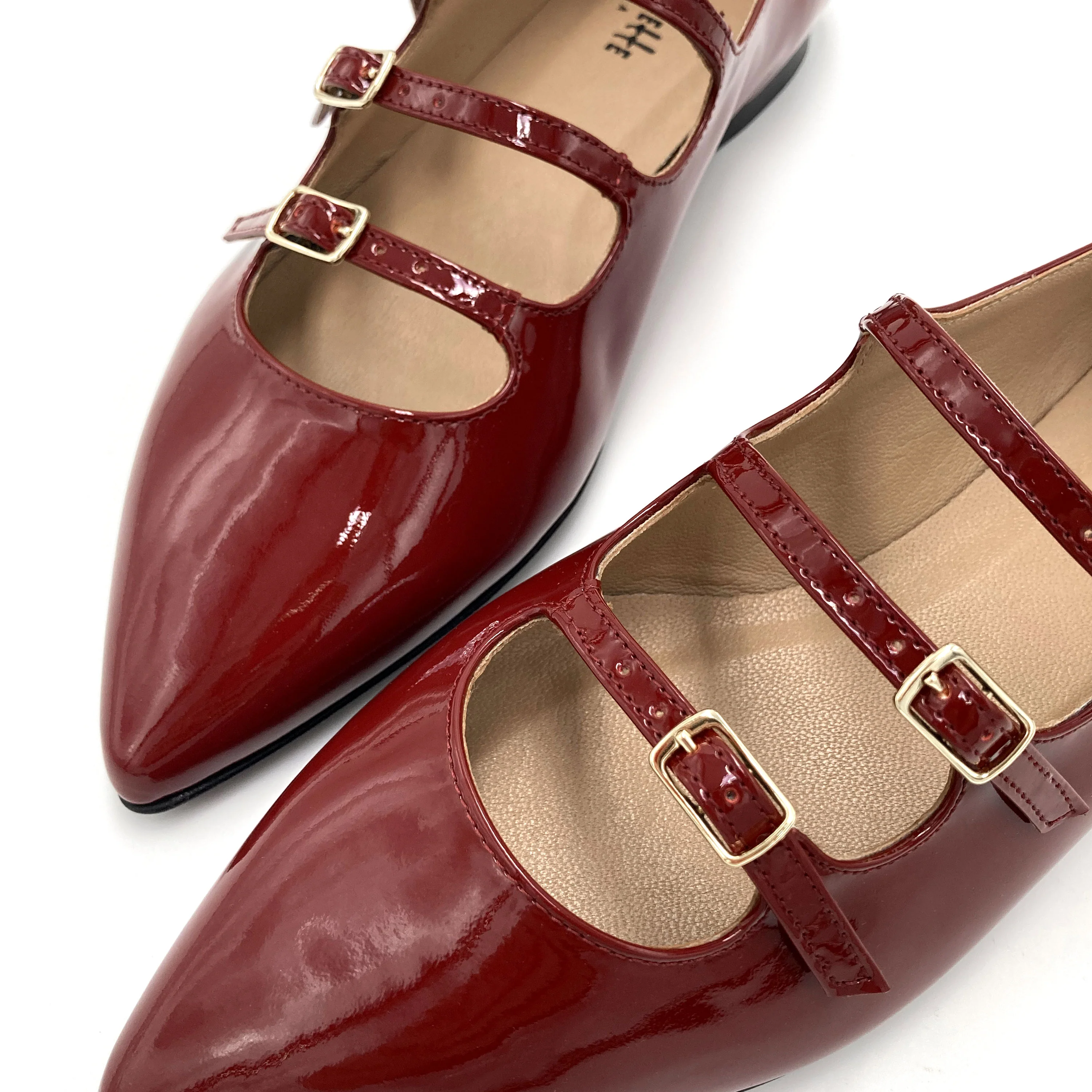 Ballerine a punta rosse lucide con tre cinturini - Image 3