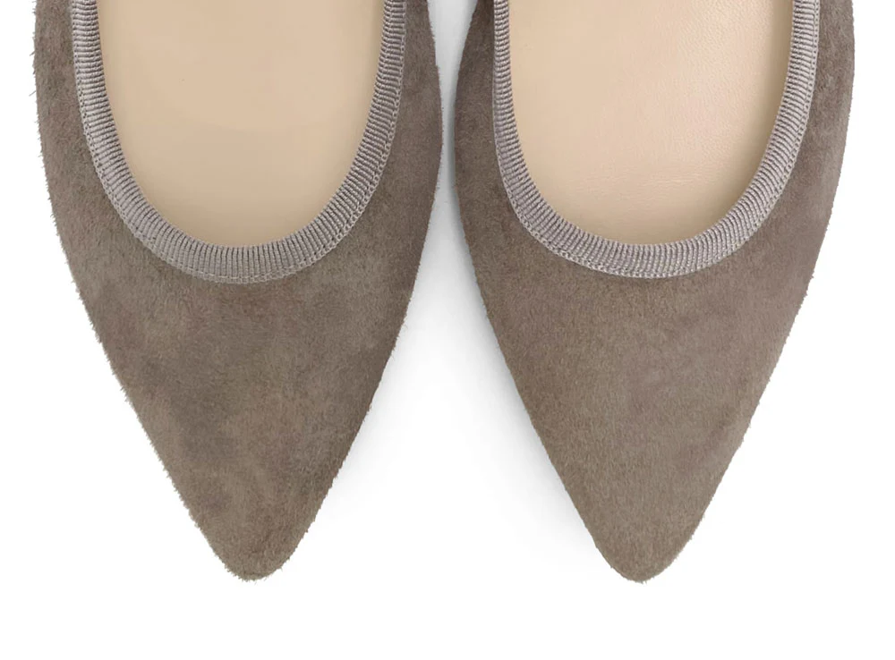 Ballerine a punta taupe in camoscio - Image 6