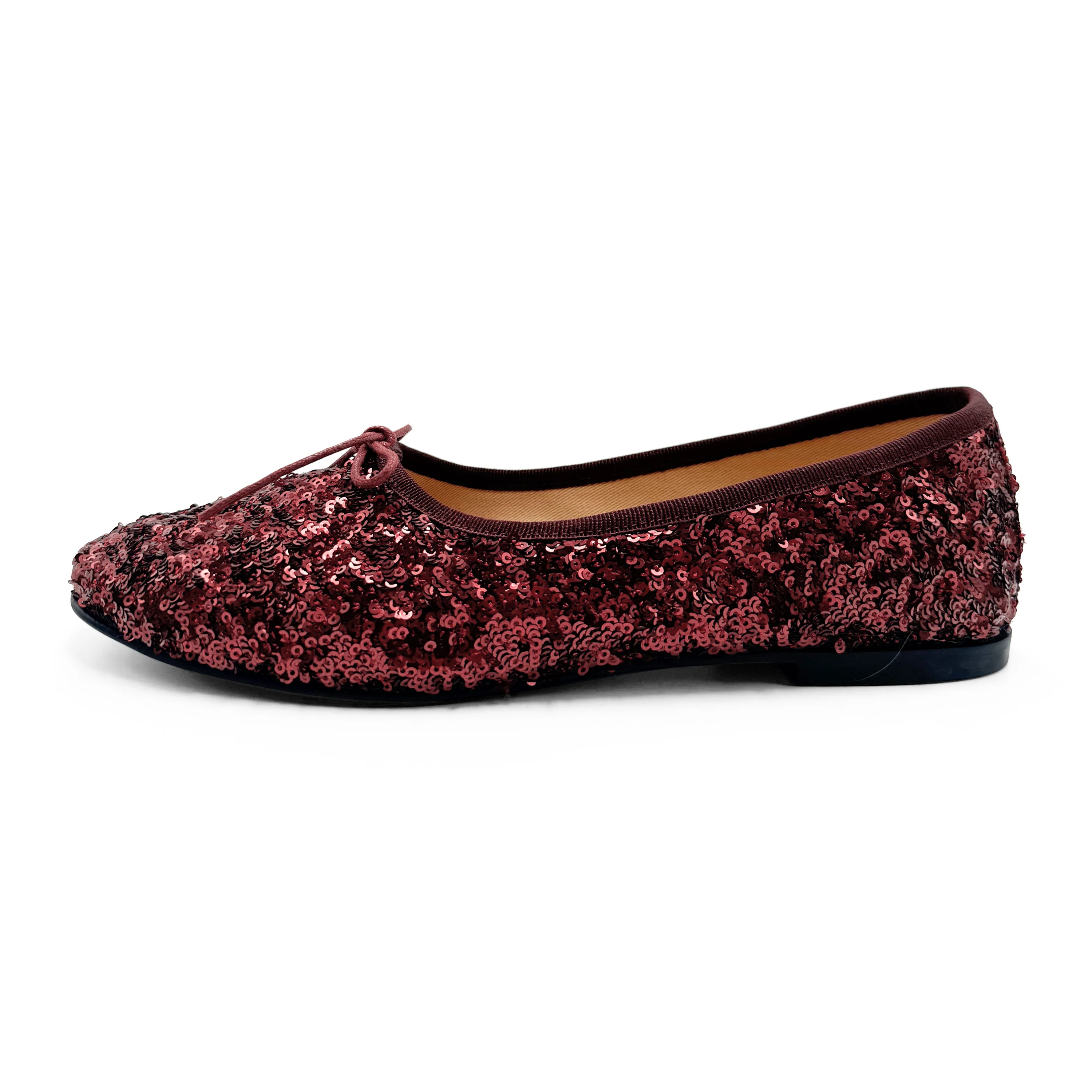 Ballerine accollate con paillettes rosse bordeaux - Image 3