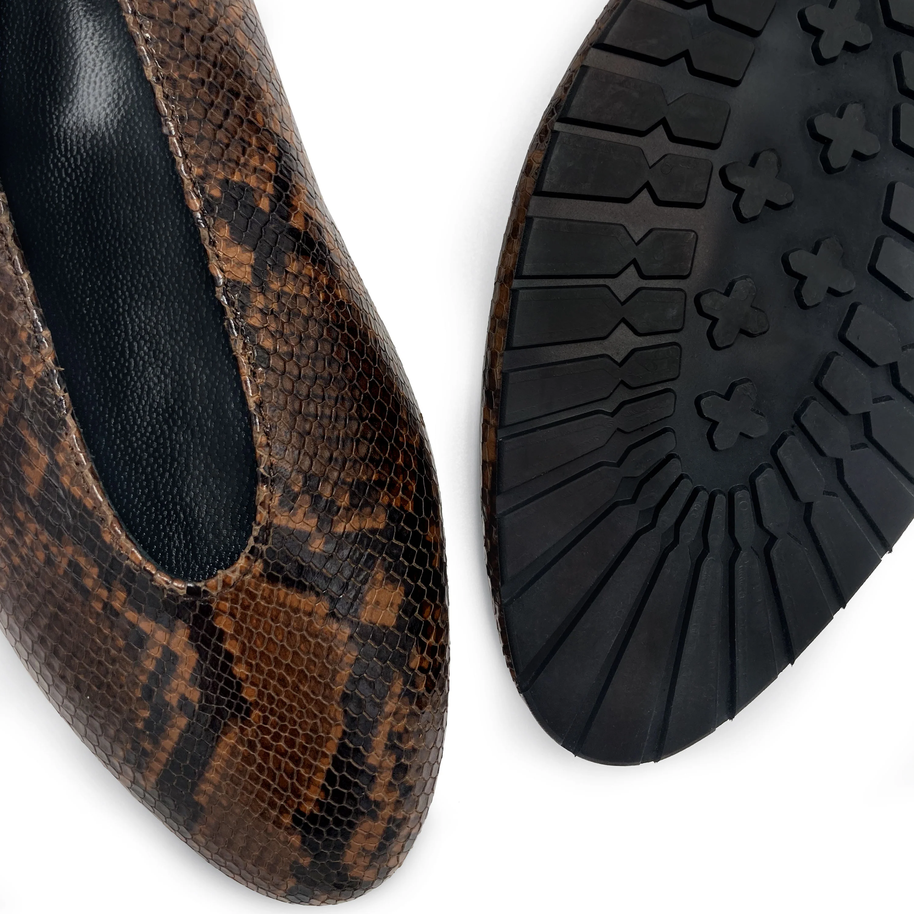 Ballerine accollate in pelle stampa animalier marrone - Image 3