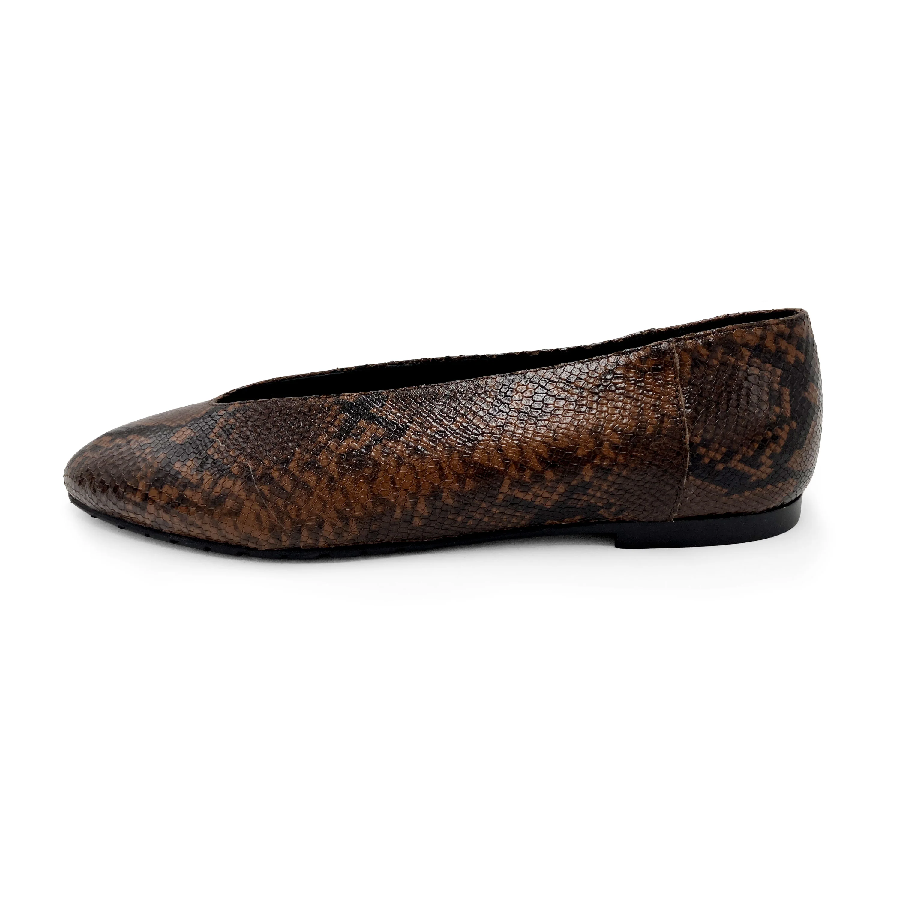 Ballerine accollate in pelle stampa animalier marrone - Image 4
