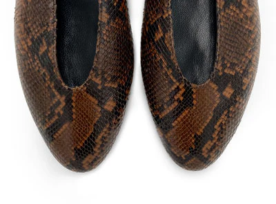 Ballerine accollate in pelle stampa animalier marrone - Image 5