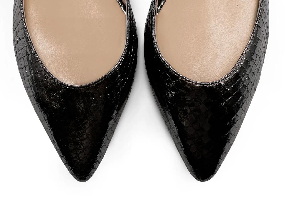 Ballerine aperte a punta laminate nere - Image 5