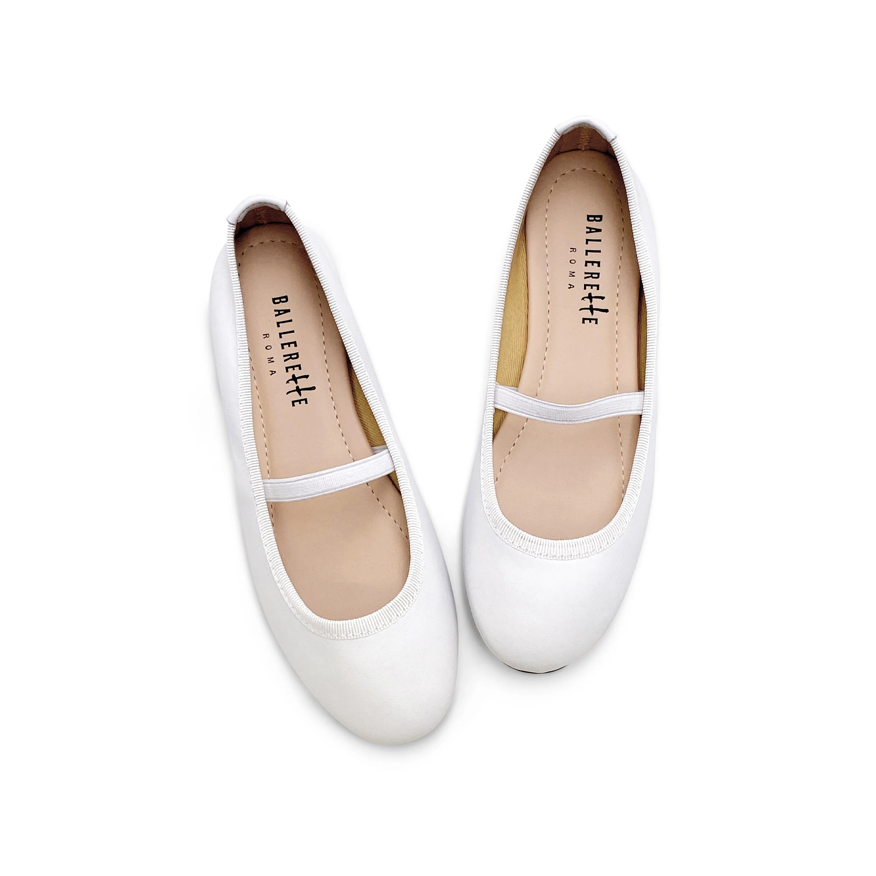 Ballerine bambina bianche in pelle con elastico - Image 3