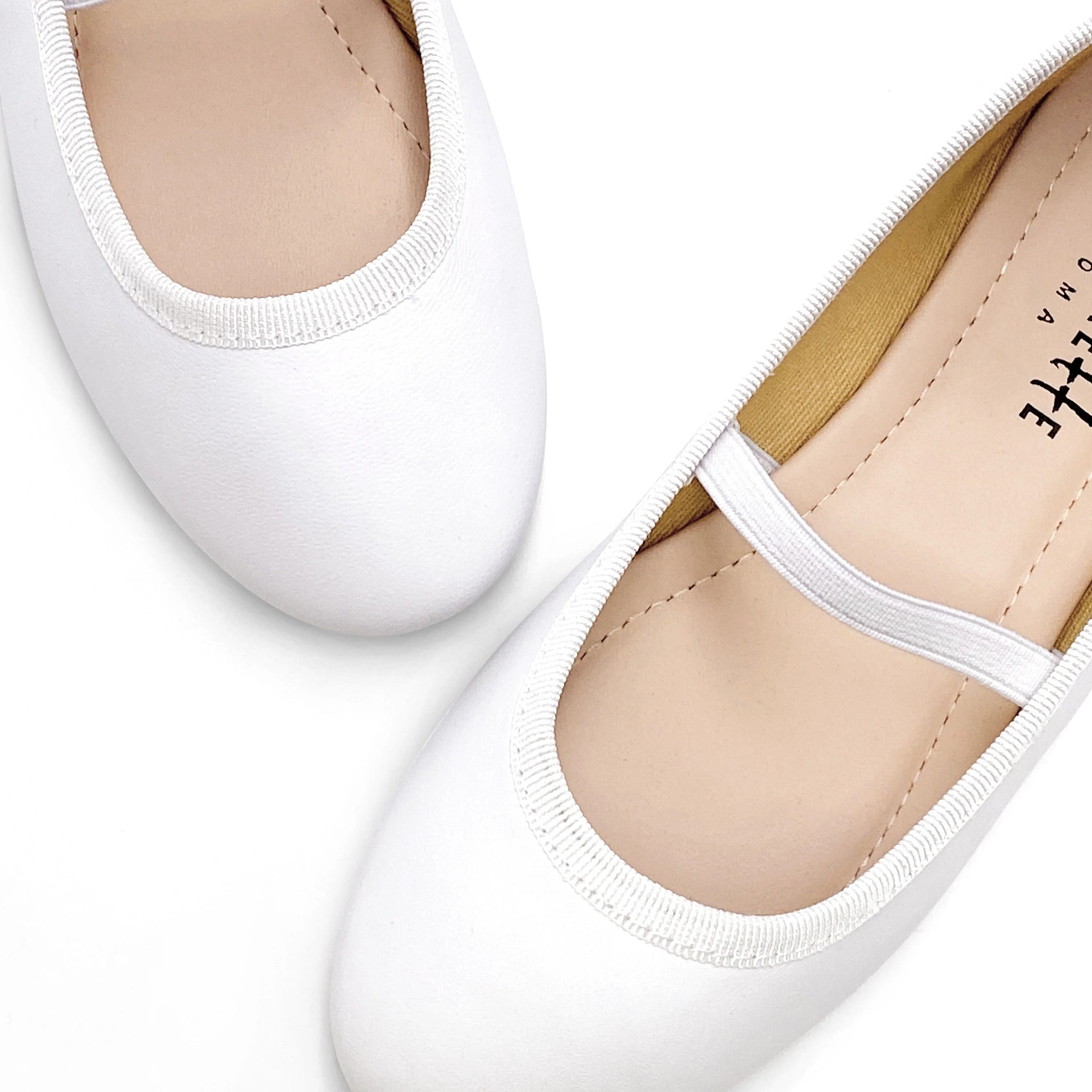 Ballerine bambina bianche in pelle con elastico - Image 4