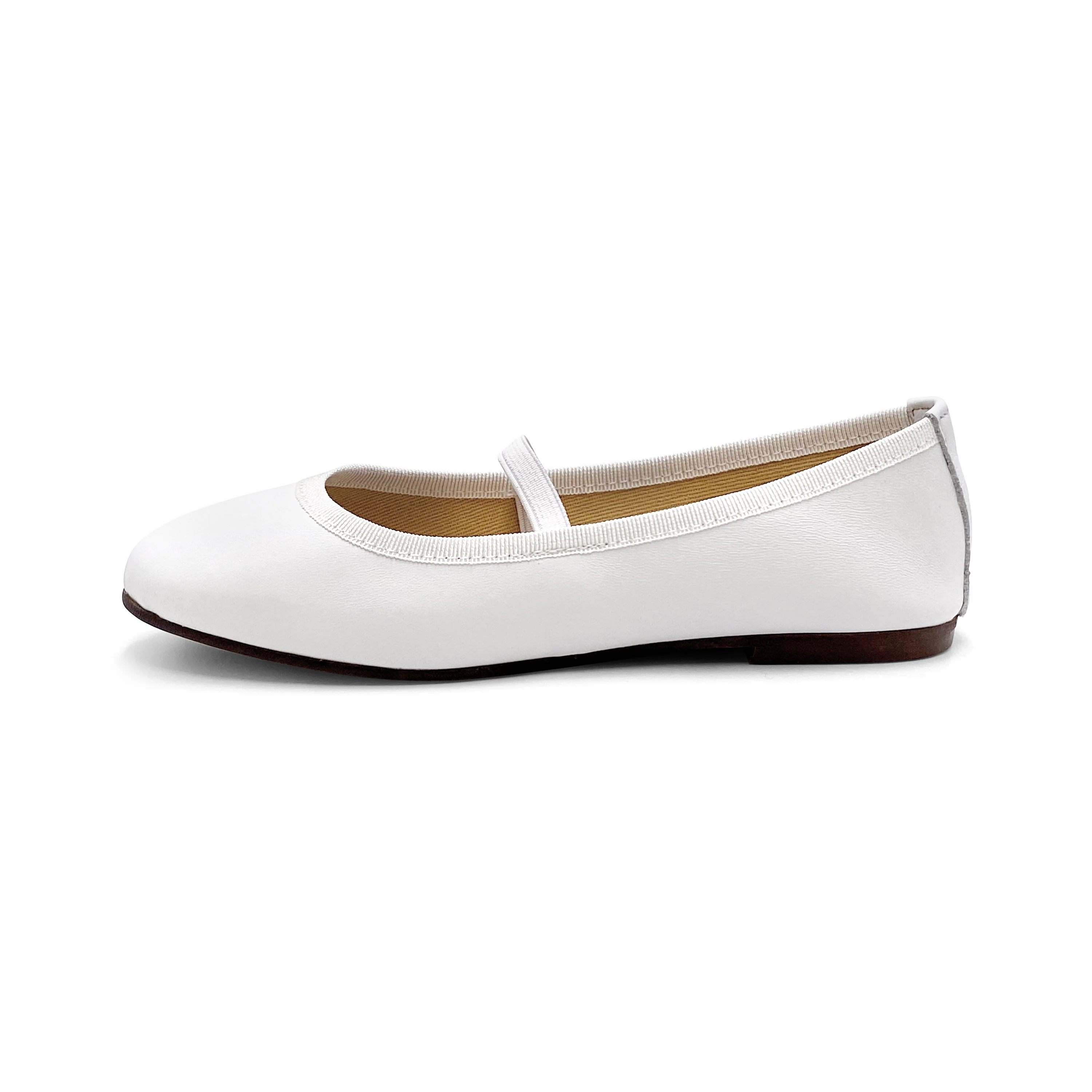 Ballerine bambina bianche in pelle con elastico - Image 5