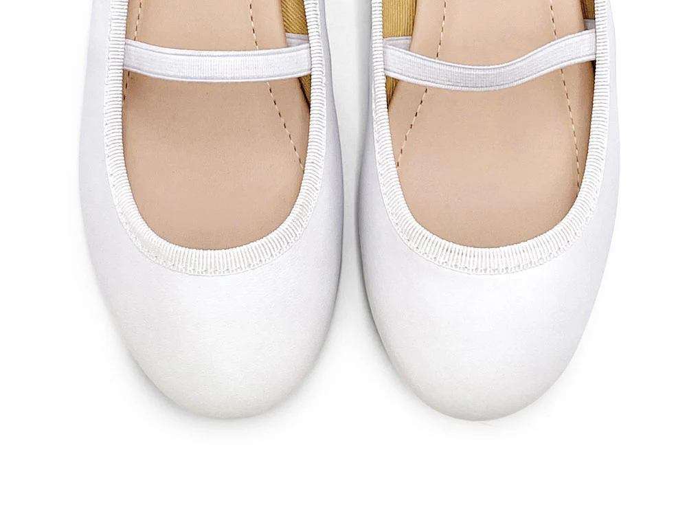 Ballerine bambina bianche in pelle con elastico - Image 6