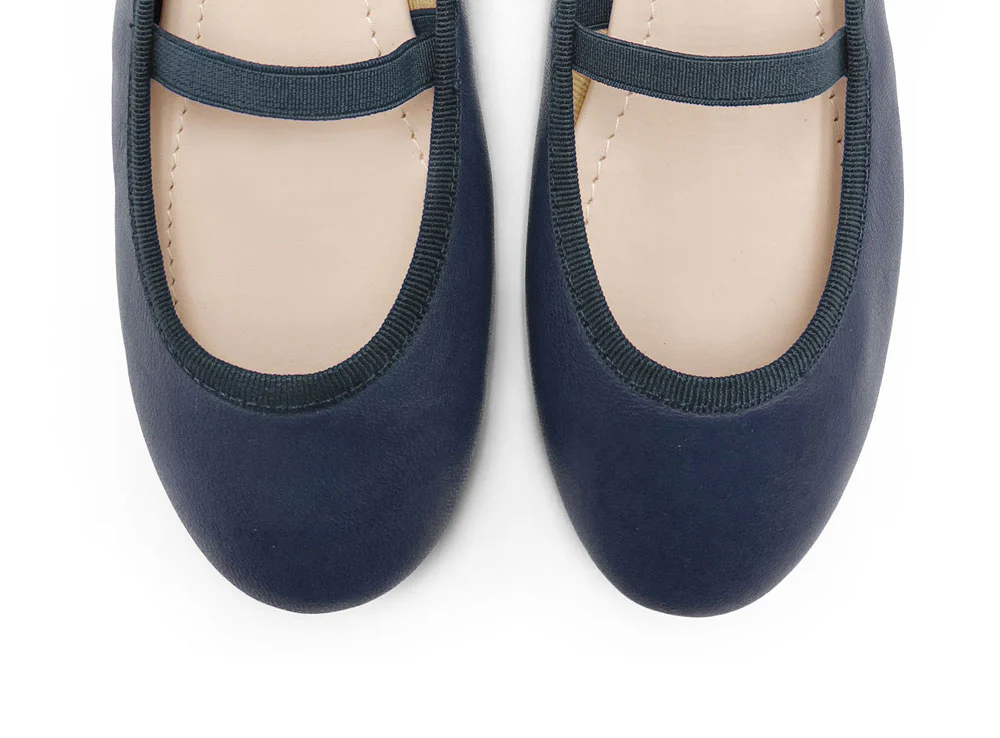 Ballerine bambina blu in pelle con elastico - Image 5