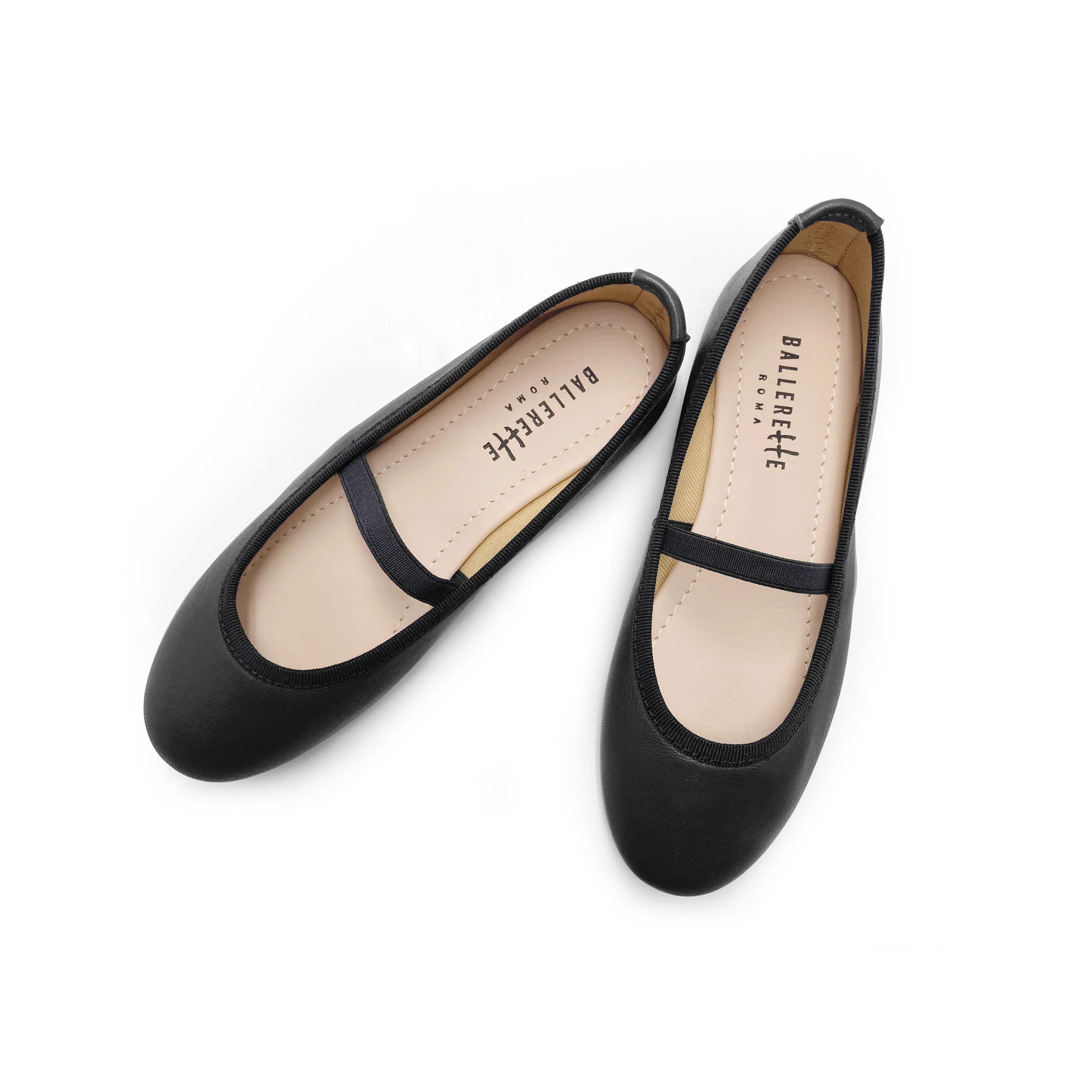 Ballerine bambina nere in pelle con elastico - Image 3