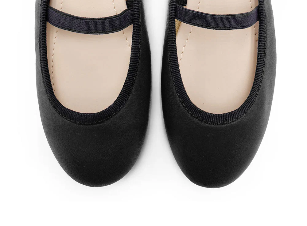 Ballerine bambina nere in pelle con elastico - Image 5