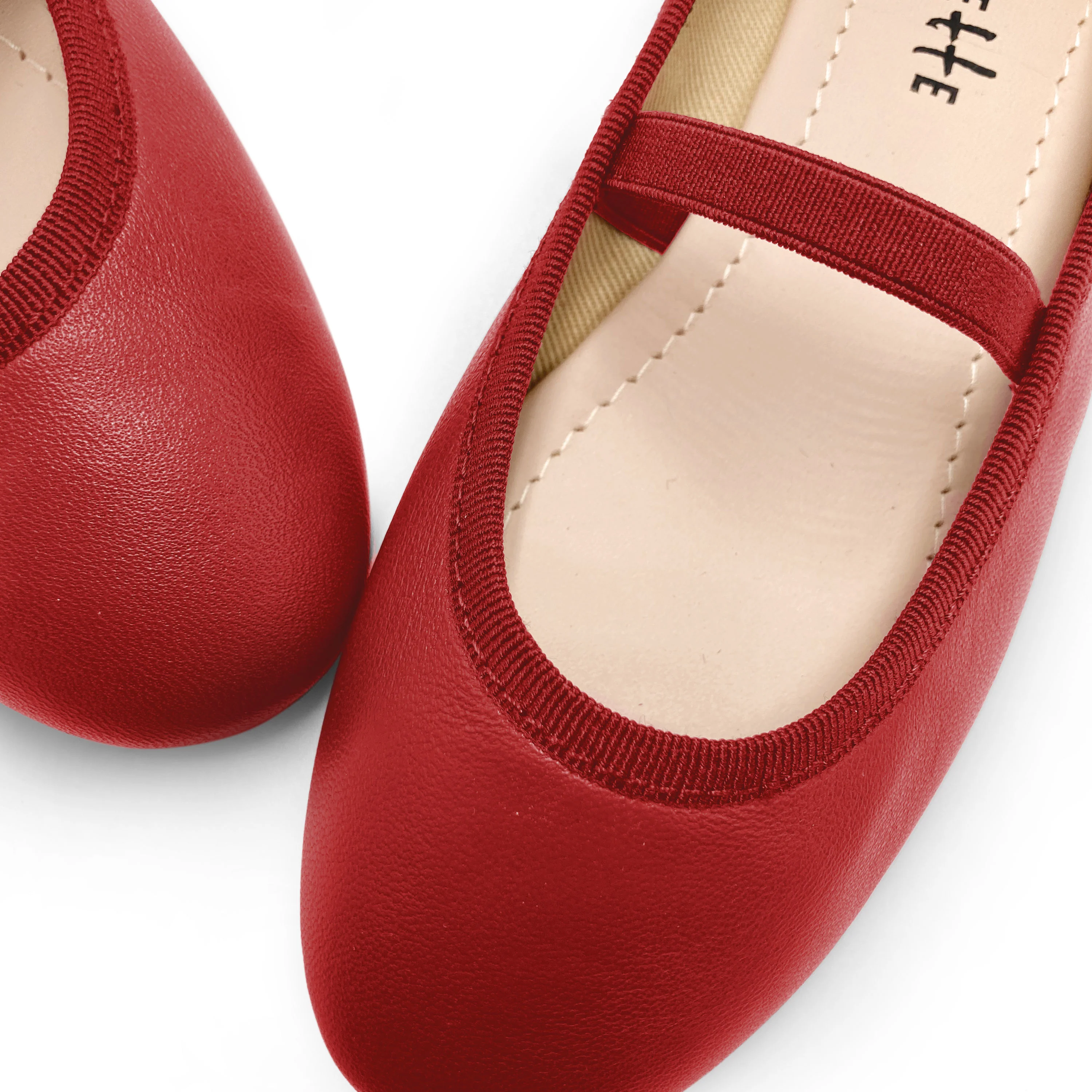 Ballerine bambina rosse in pelle con elastico - Image 3