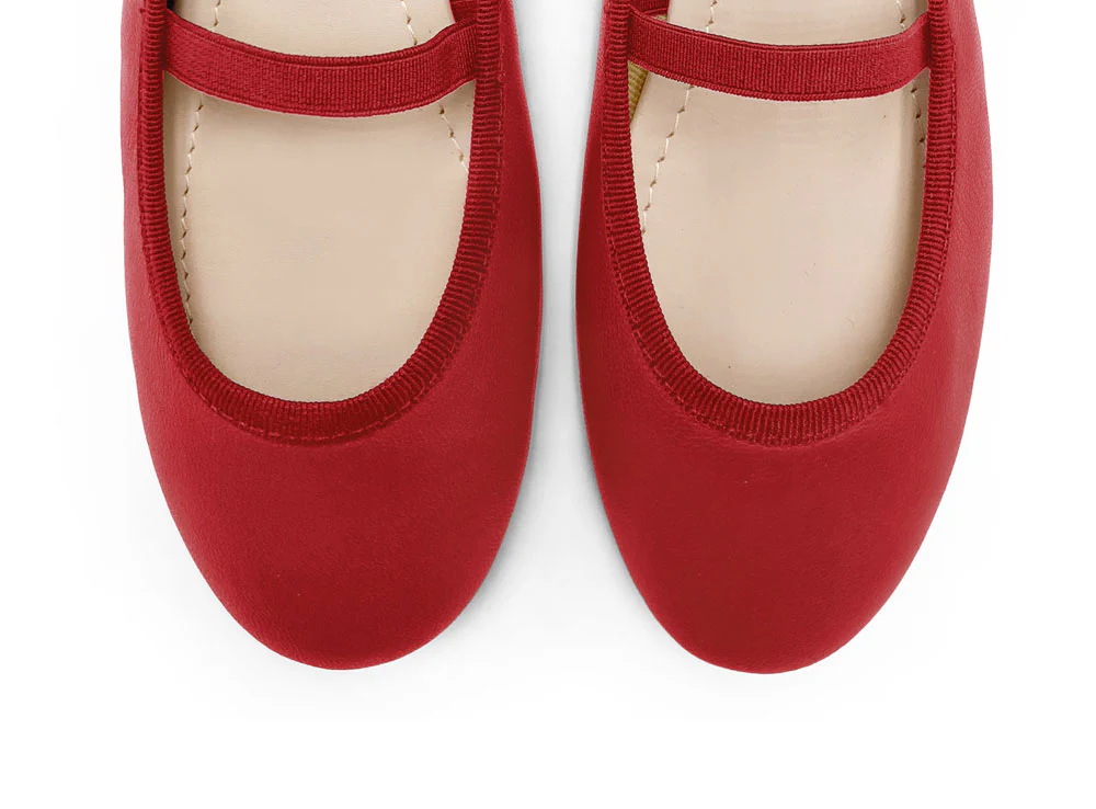 Ballerine bambina rosse in pelle con elastico - Image 5