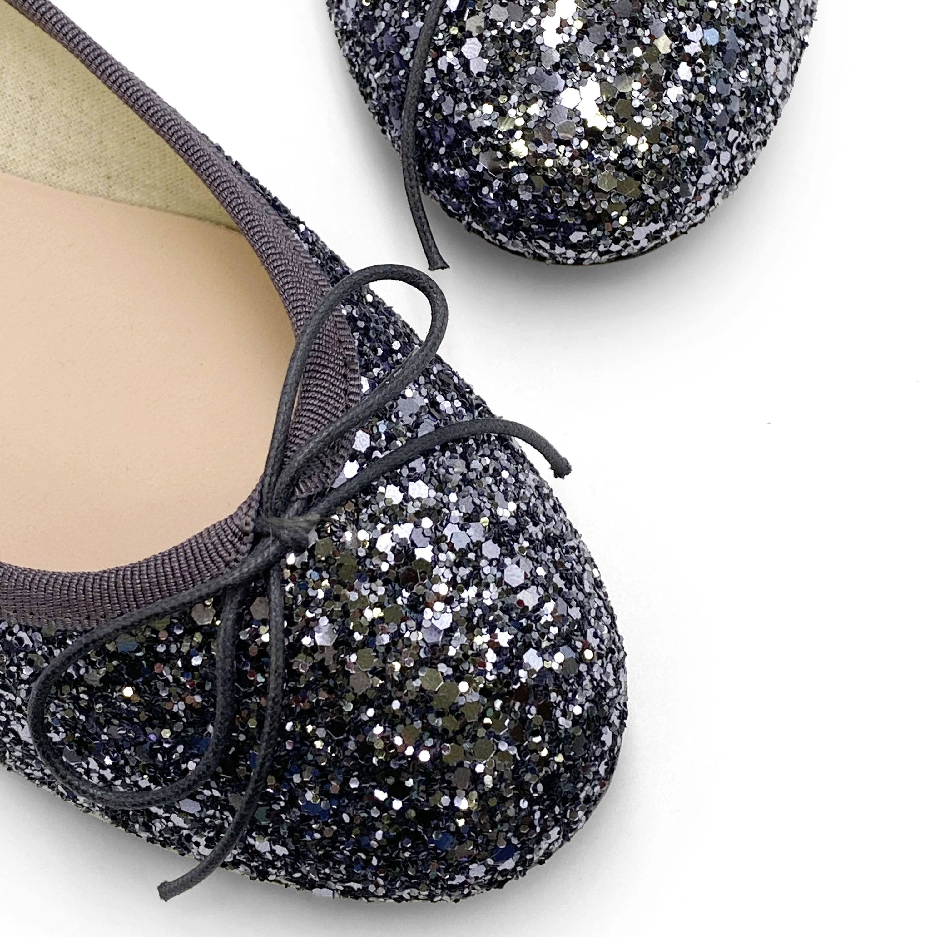 TT GO GREEN Collection - Ballerine glitterate ferro in tessuto ECO - Image 3