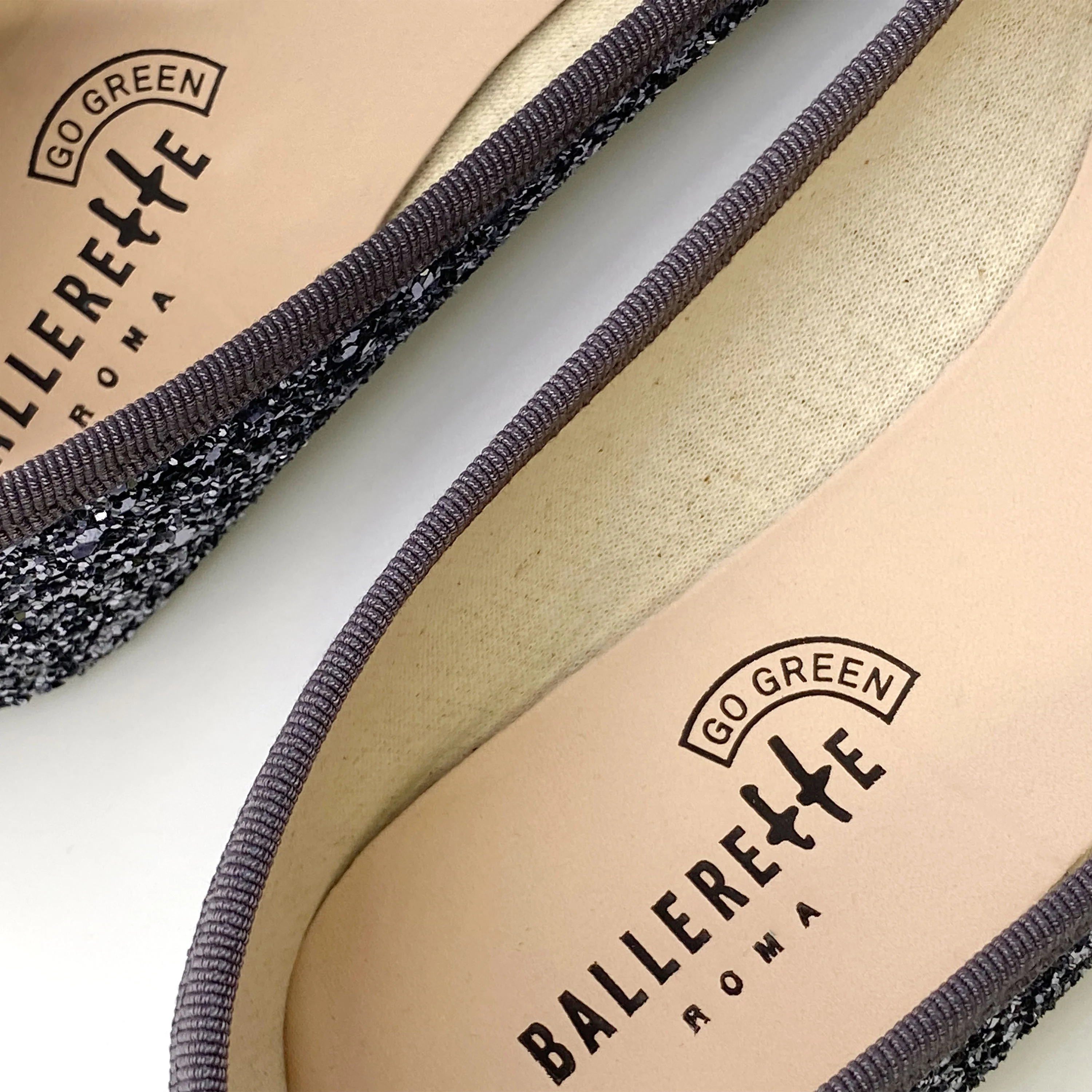 TT GO GREEN Collection - Ballerine glitterate ferro in tessuto ECO - Image 4