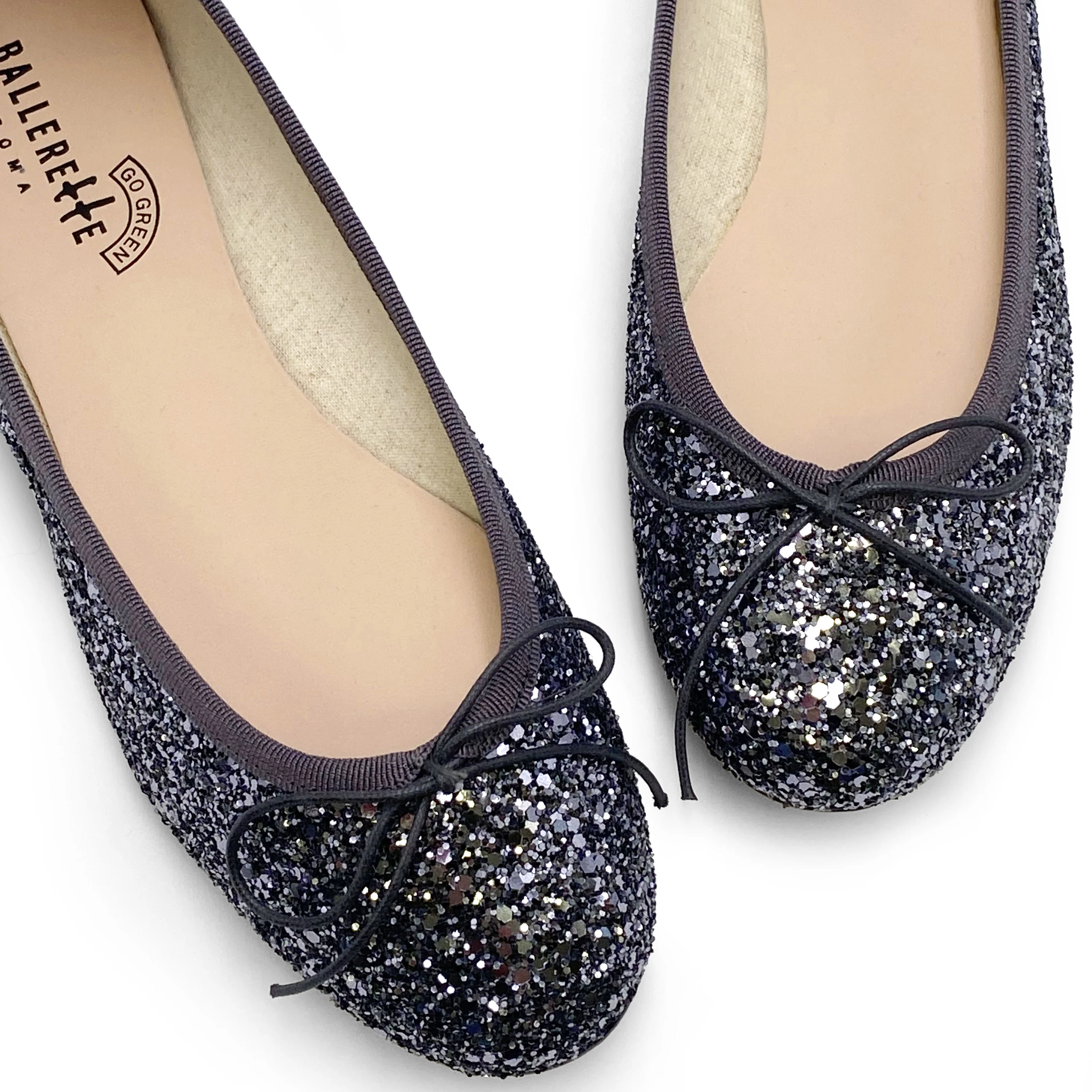 TT GO GREEN Collection - Ballerine glitterate ferro in tessuto ECO - Image 5