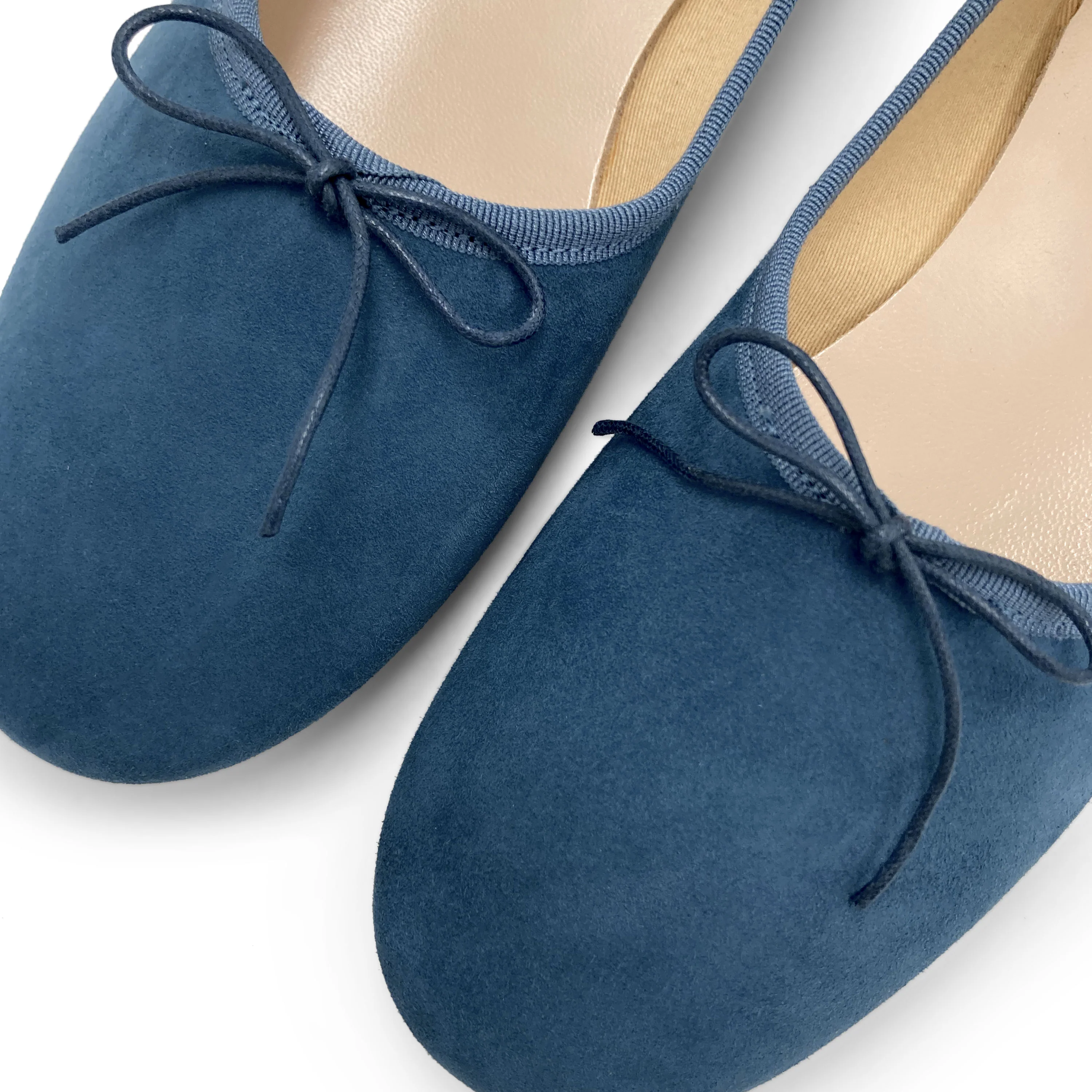 Ballerine "glove shoes" blu ceruleo accollate in camoscio - Image 3