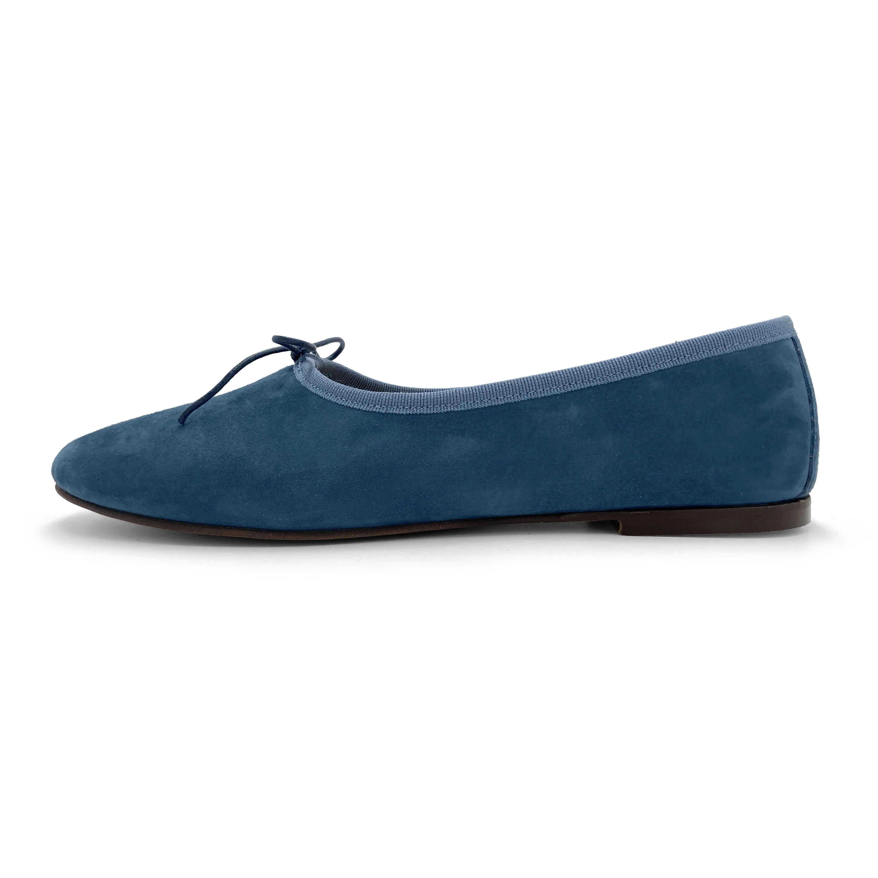 Ballerine "glove shoes" blu ceruleo accollate in camoscio - Image 4