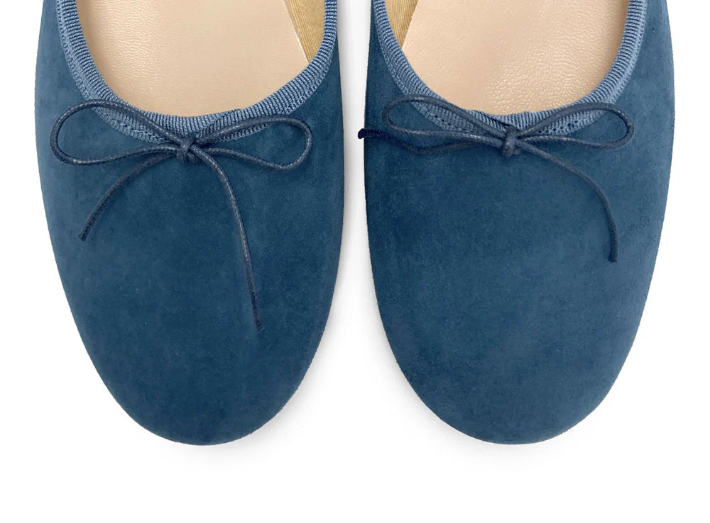 Ballerine "glove shoes" blu ceruleo accollate in camoscio - Image 5