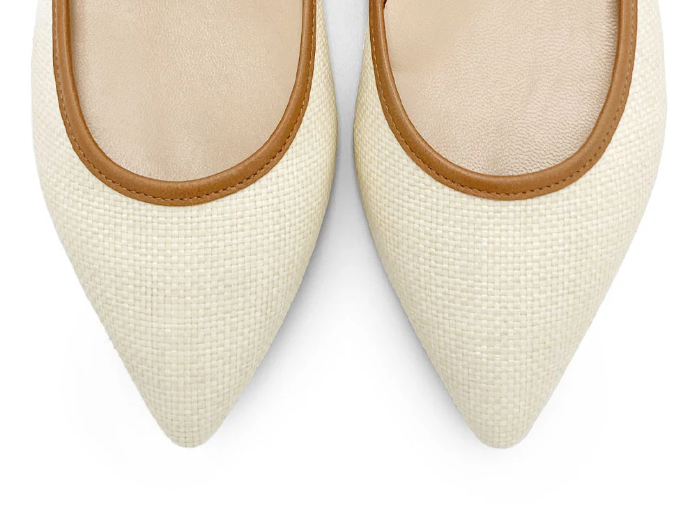 Ballerine Mary Jane estive in rafia beige e cinturino cuoio - Image 6