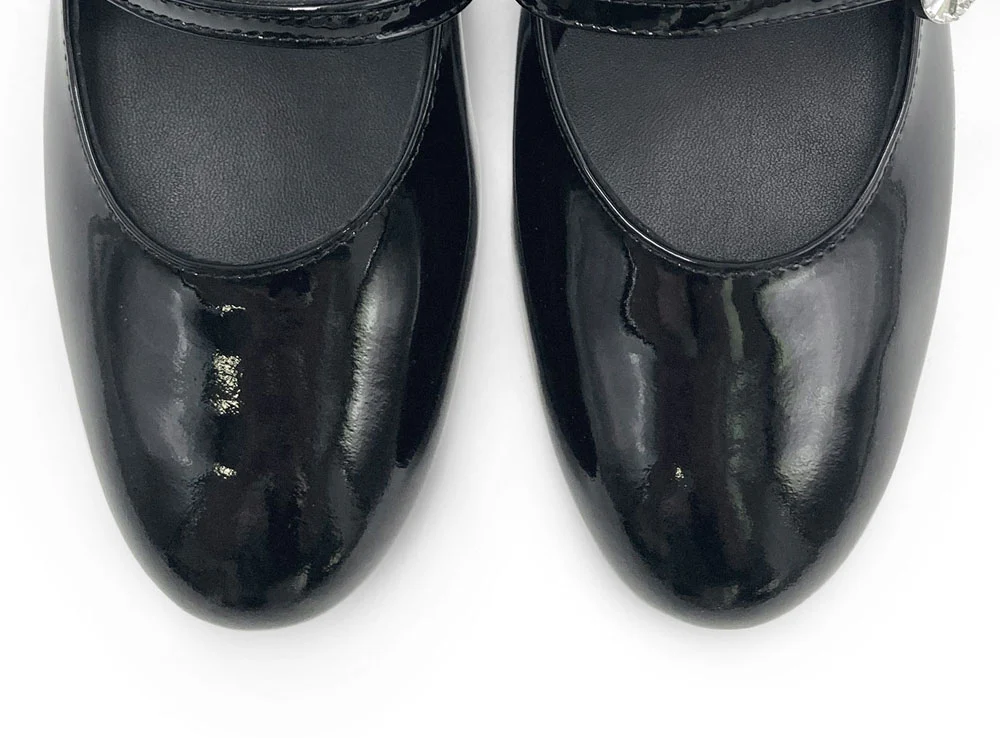 Ballerine Mary Jane nere in vernice con tacco e cinturino gioiello - Image 6