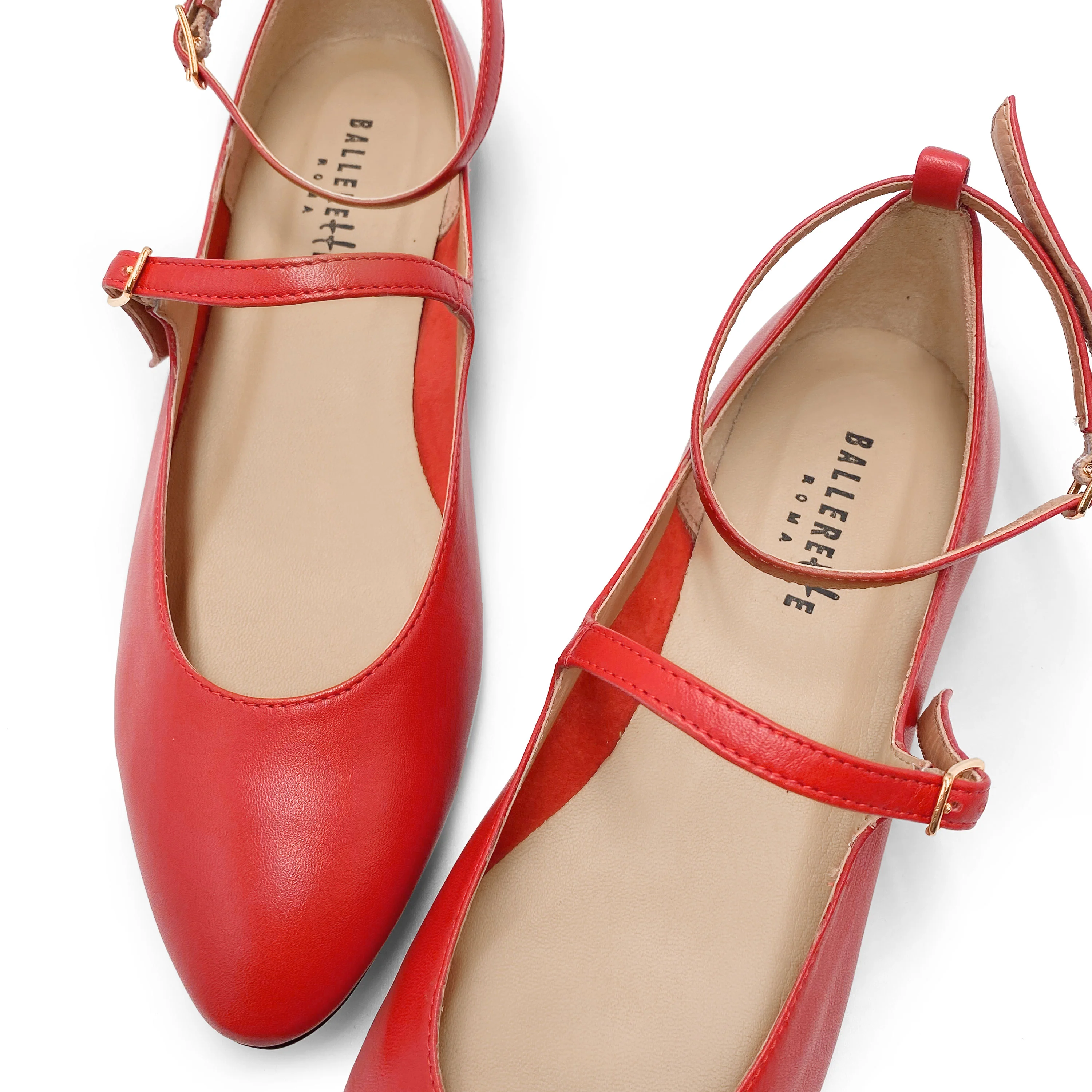 Ballerine Mary Jane rosse corallo con cinturini - Image 3