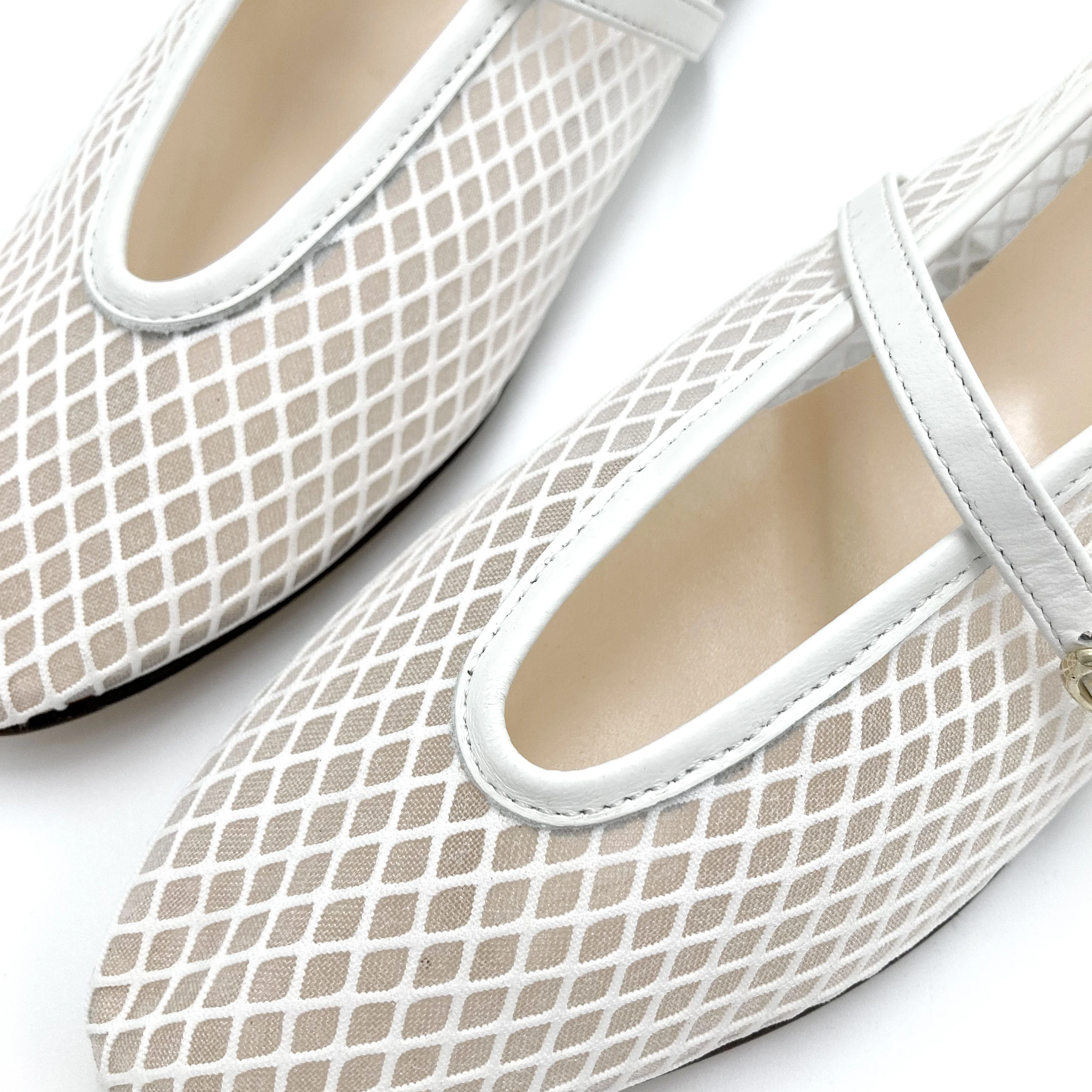 TT GO GREEN Collection - Ballerine mesh trasparenti bianche in tessuto ECO a rete con cinturino - Image 3