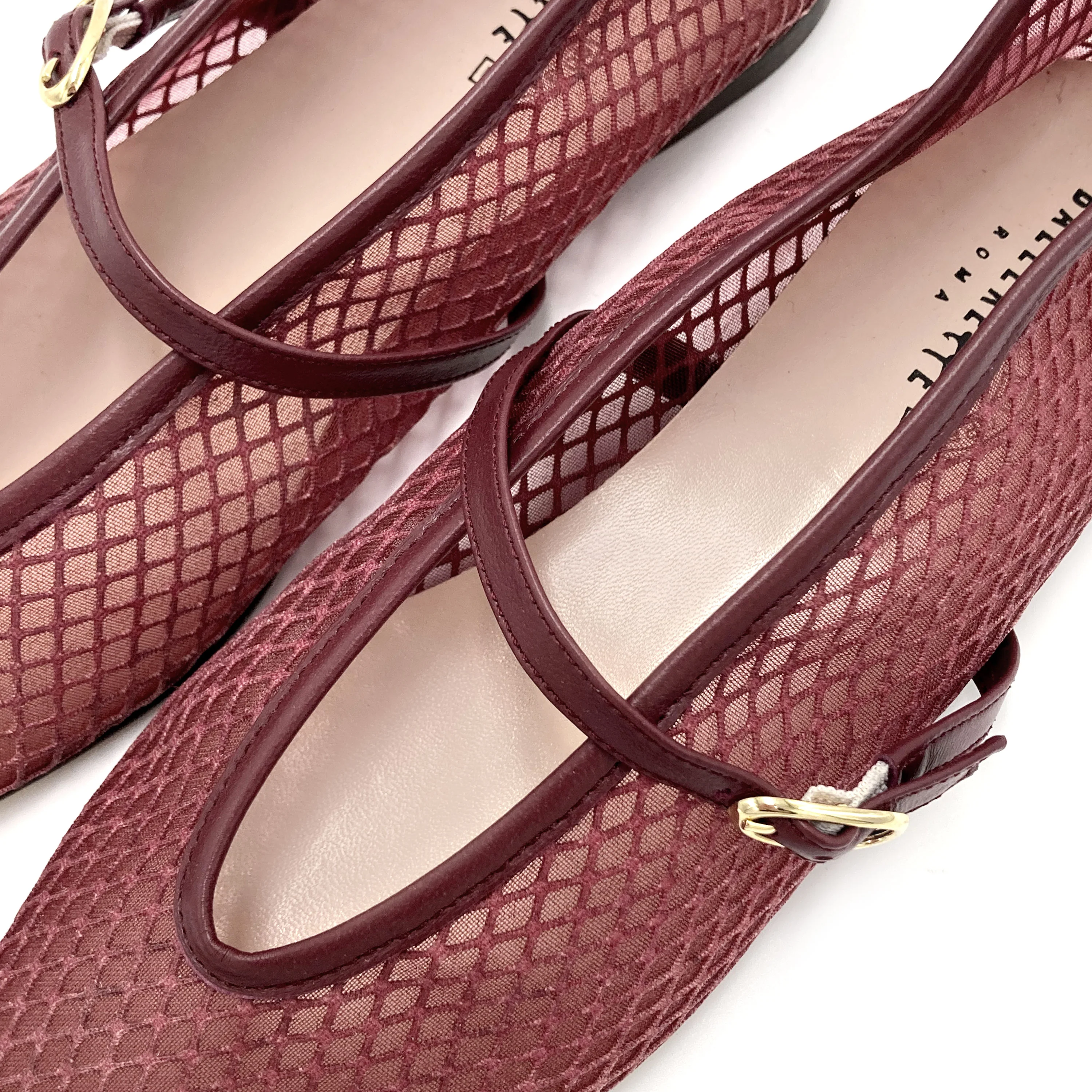 TT GO GREEN Collection - Ballerine mesh trasparenti prugna in tessuto ECO a rete con cinturino - Image 3