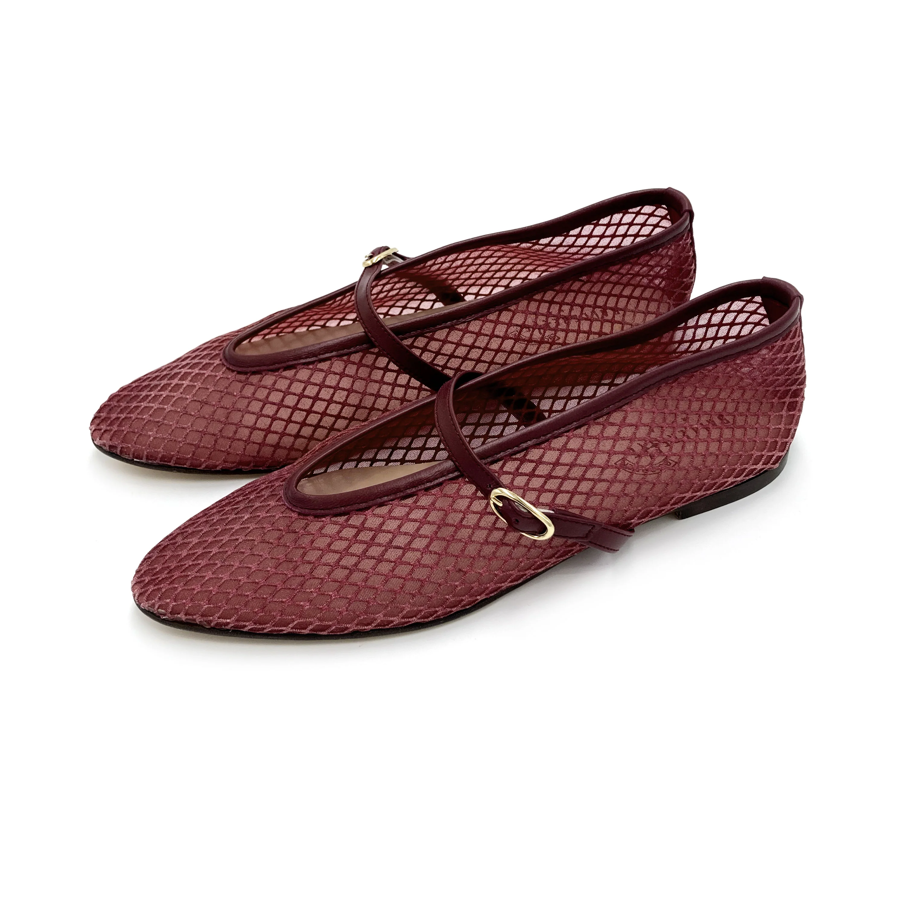 TT GO GREEN Collection - Ballerine mesh trasparenti prugna in tessuto ECO a rete con cinturino - Image 4