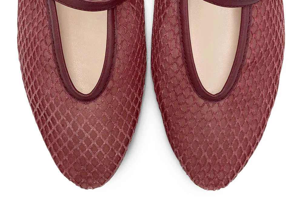 TT GO GREEN Collection - Ballerine mesh trasparenti prugna in tessuto ECO a rete con cinturino - Image 5