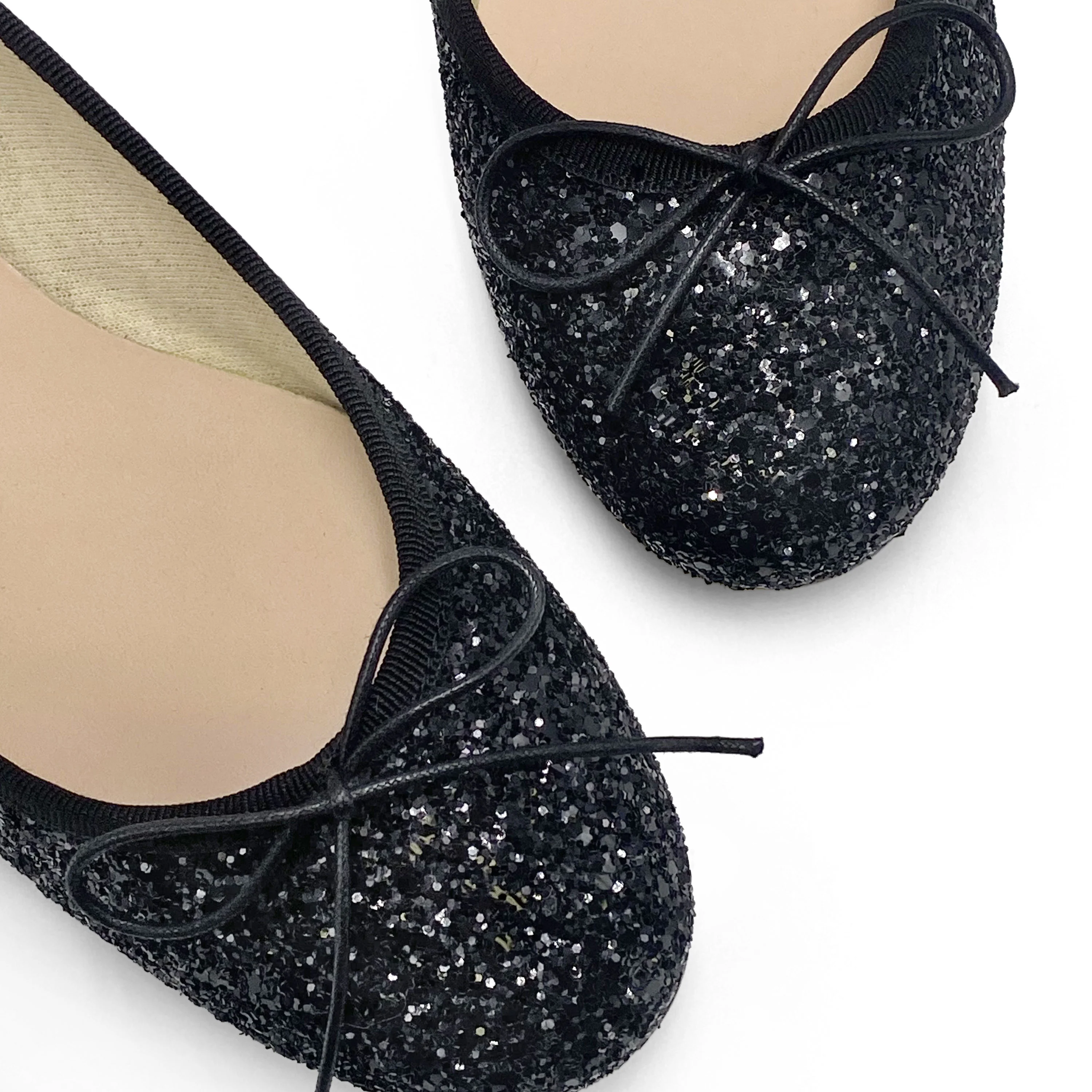 TT GO GREEN Collection - Ballerine nere glitterate in tessuto ECO - Image 3