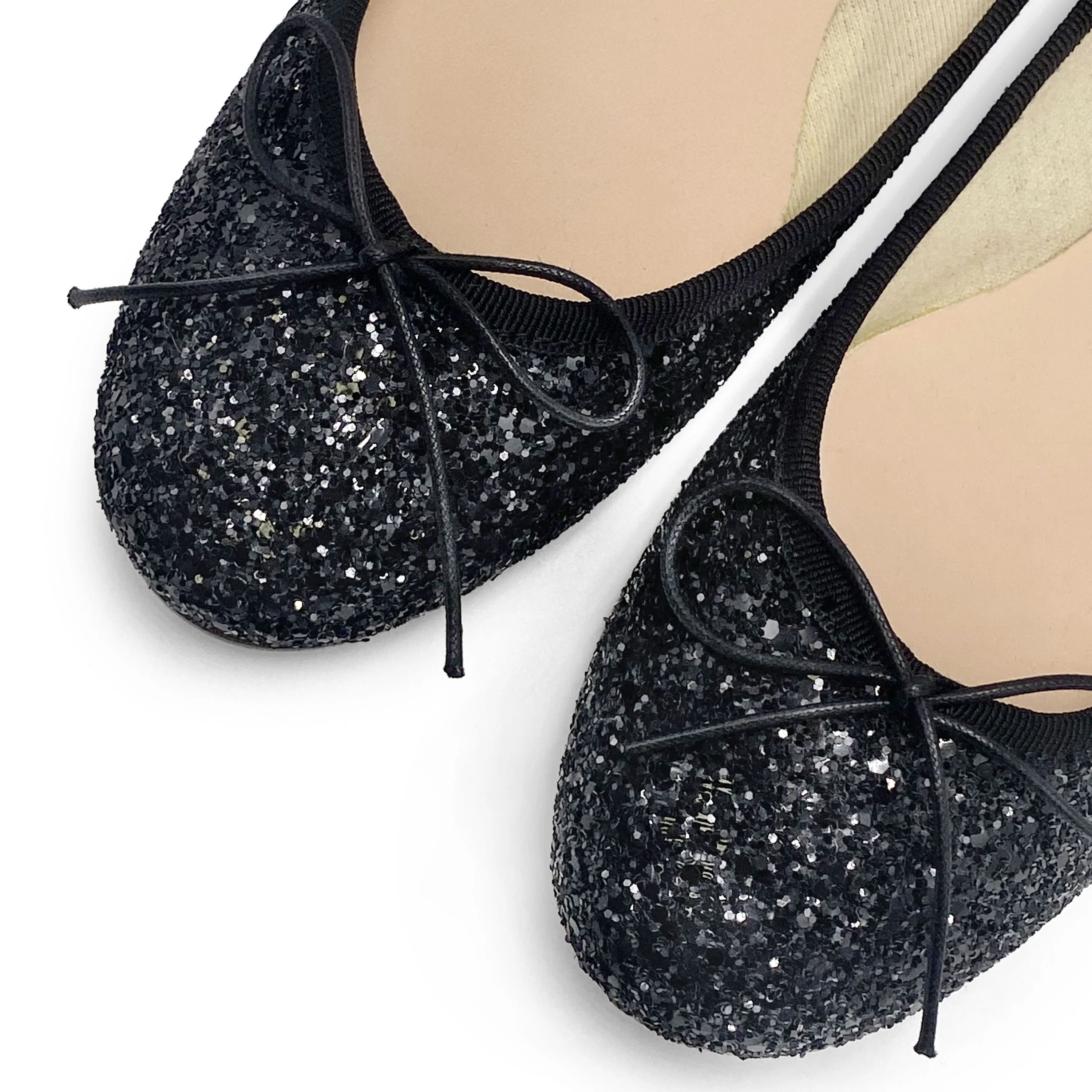 TT GO GREEN Collection - Ballerine nere glitterate in tessuto ECO - Image 5
