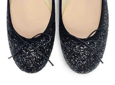 TT GO GREEN Collection - Ballerine nere glitterate in tessuto ECO - Image 6