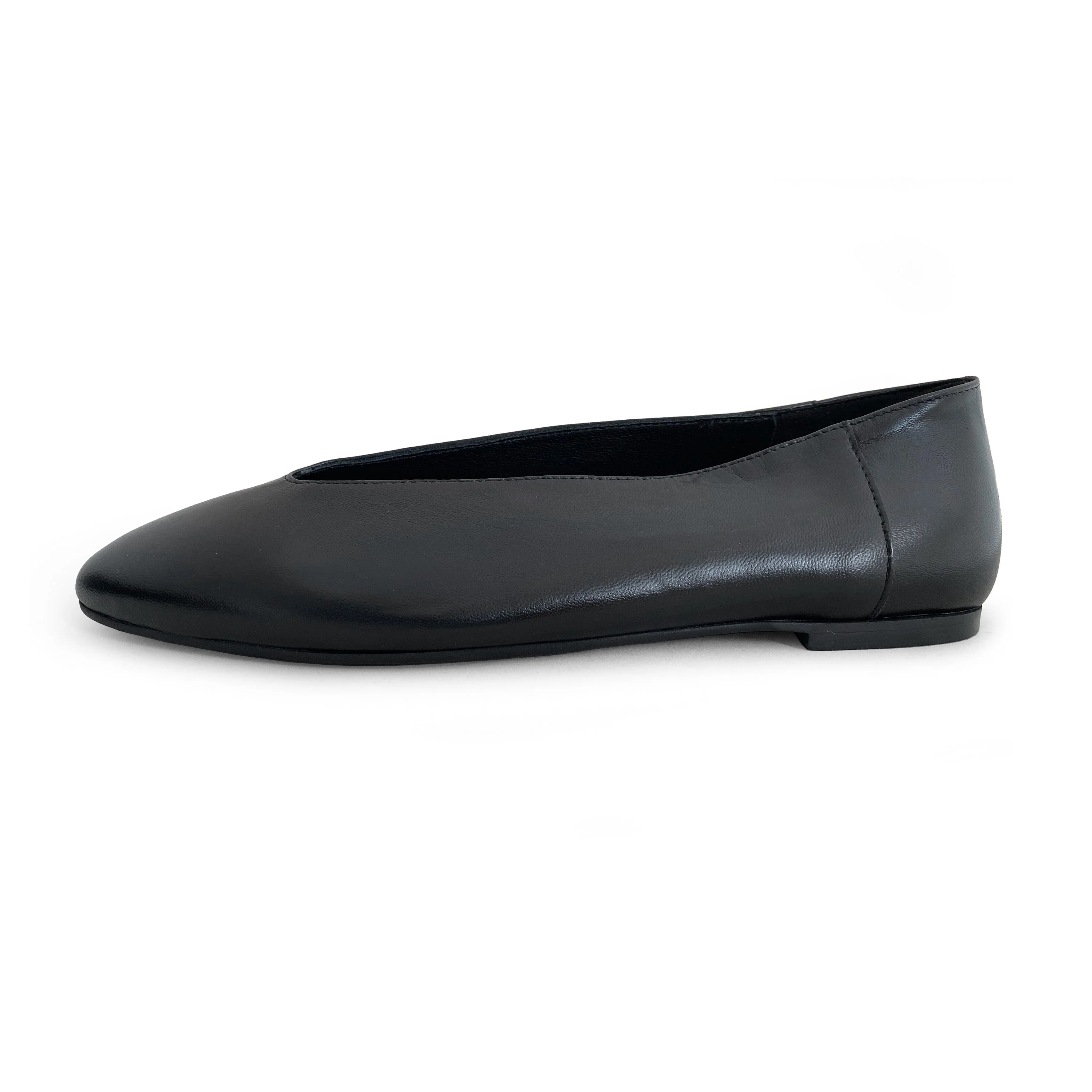 Ballerine nere in pelle con scollo a V - Image 4