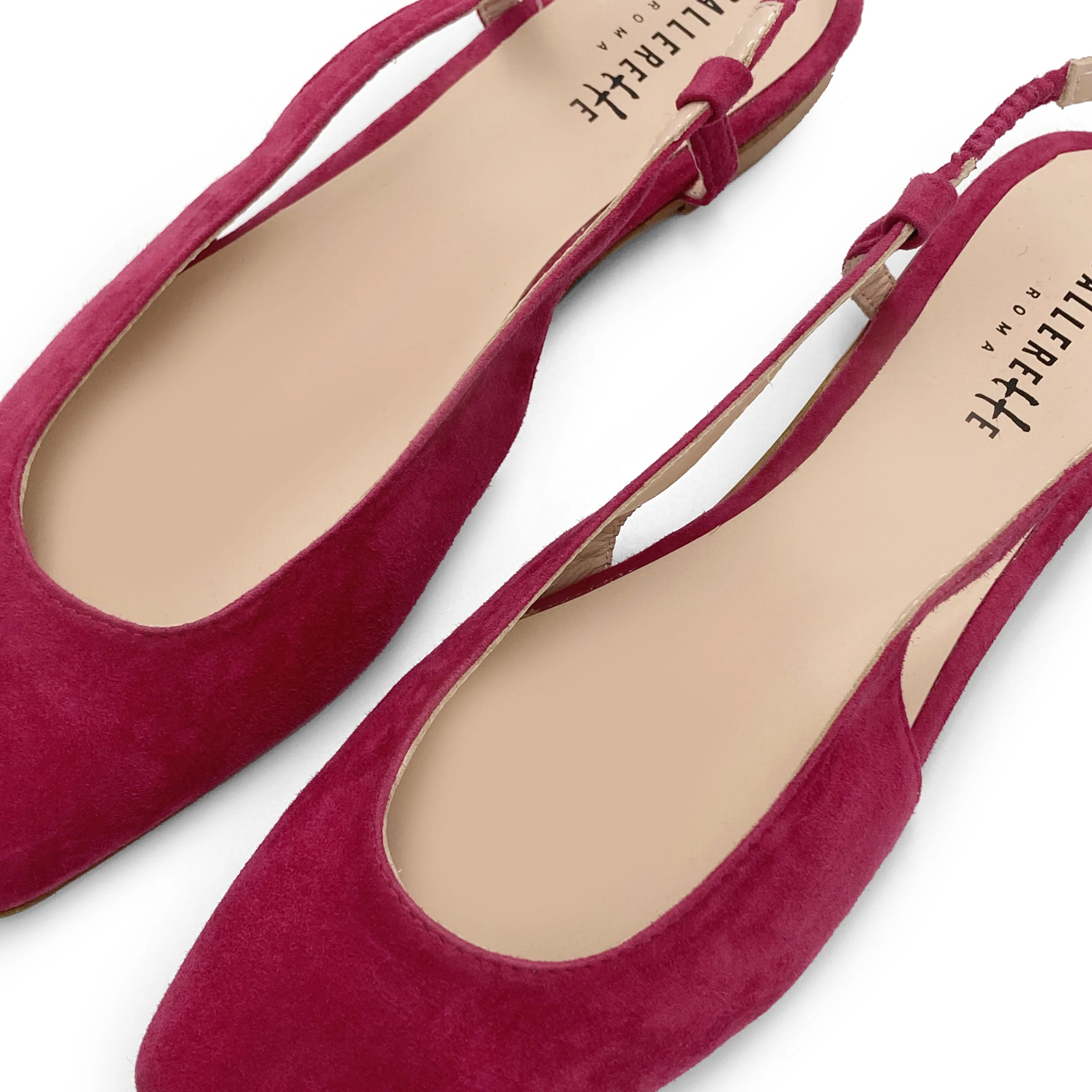 Ballerine slingback a punta quadrata fucsia in camoscio - Image 3