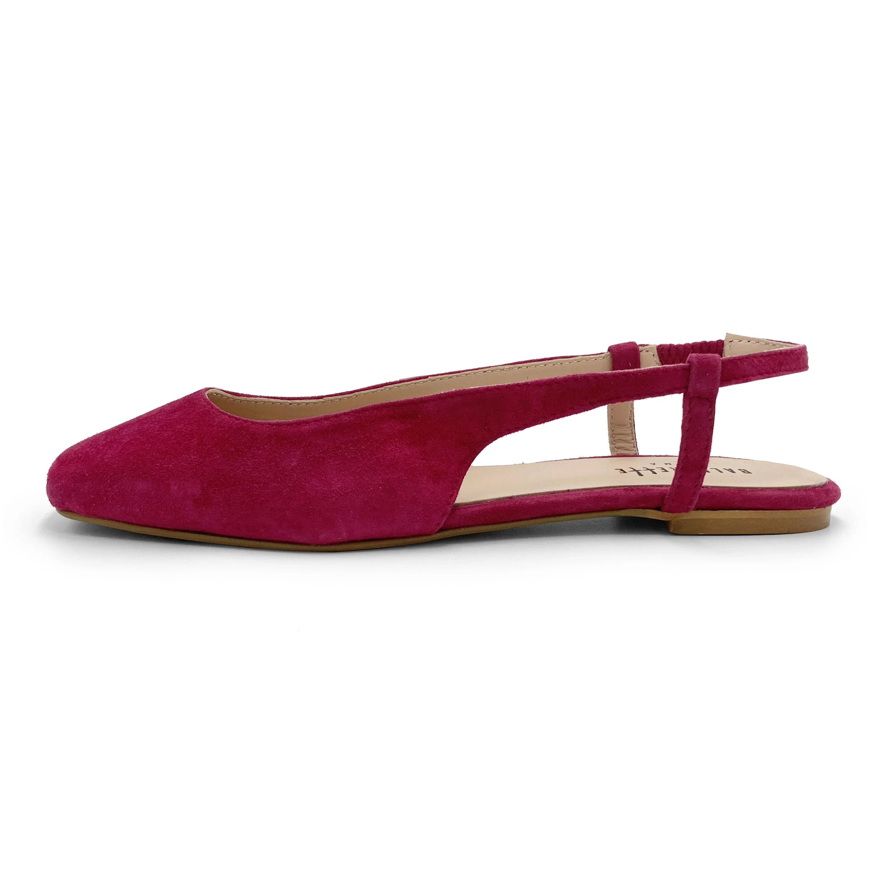 Ballerine slingback a punta quadrata fucsia in camoscio - Image 4