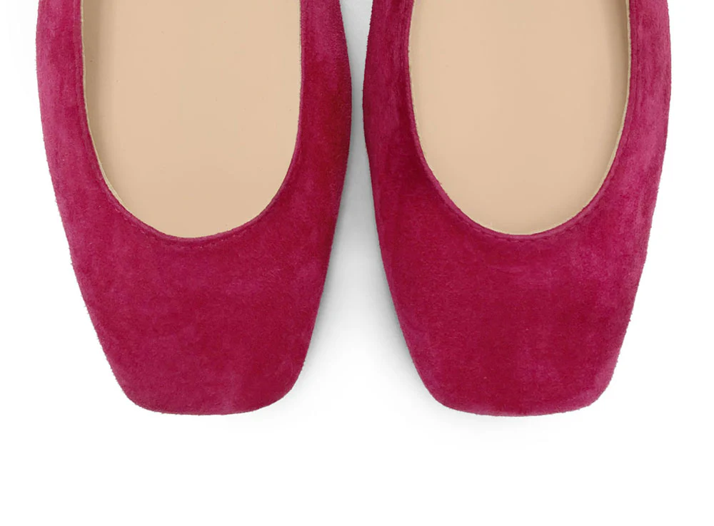 Ballerine slingback a punta quadrata fucsia in camoscio - Image 6