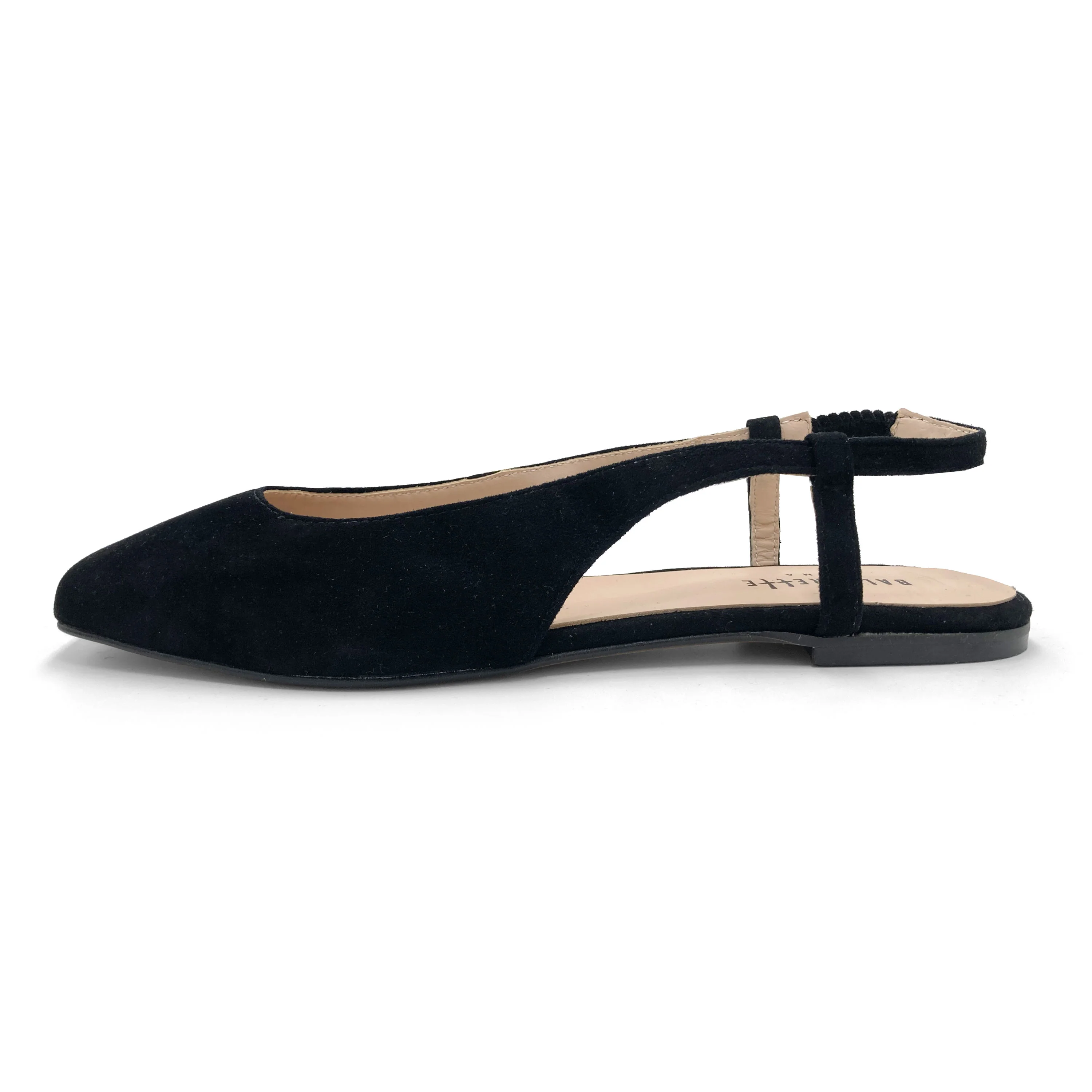 Ballerine slingback a punta quadrata nere in camoscio - Image 4
