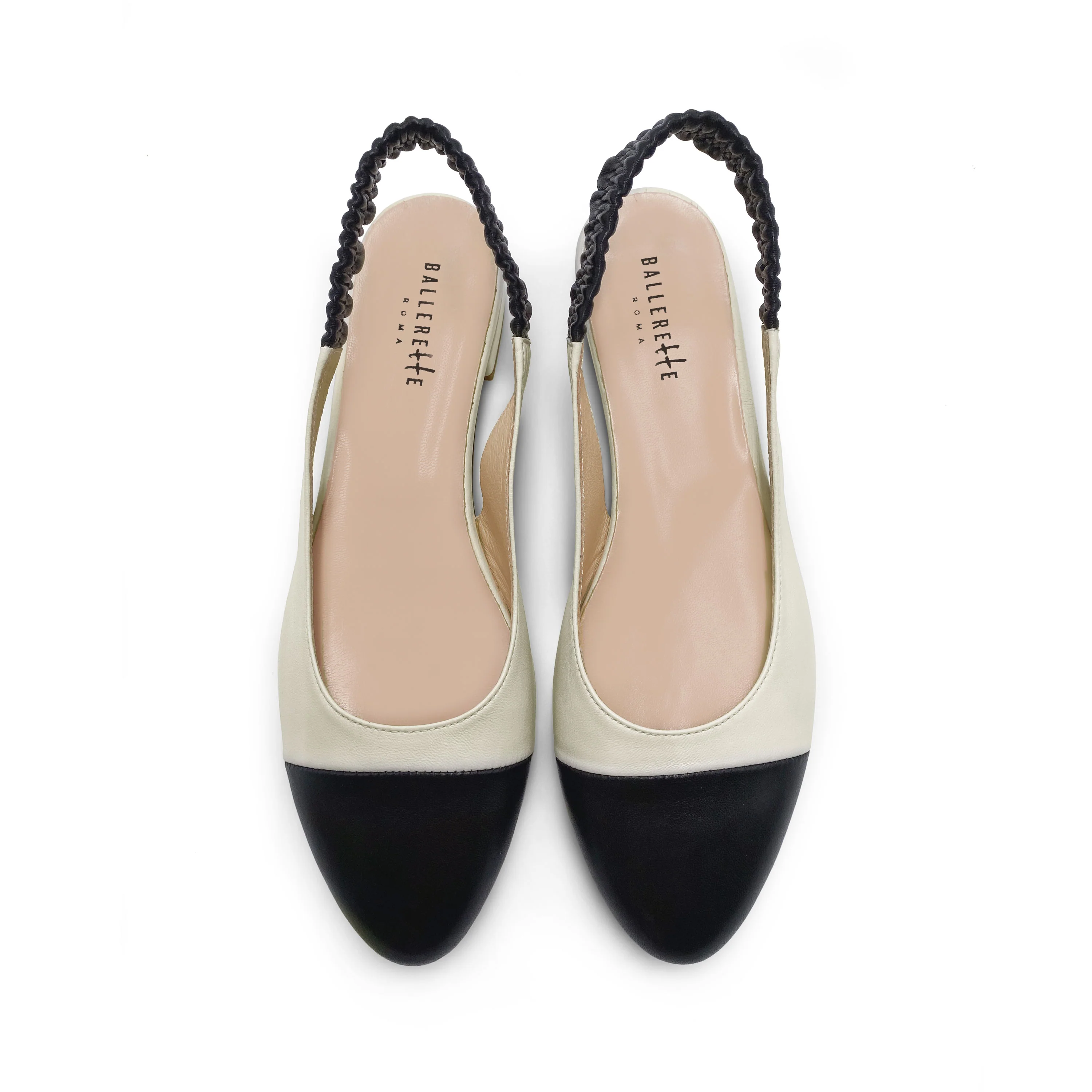 Ballerine slingback in pelle avorio e nere - Image 4