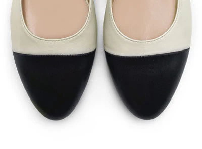 Ballerine slingback in pelle avorio e nere - Image 5