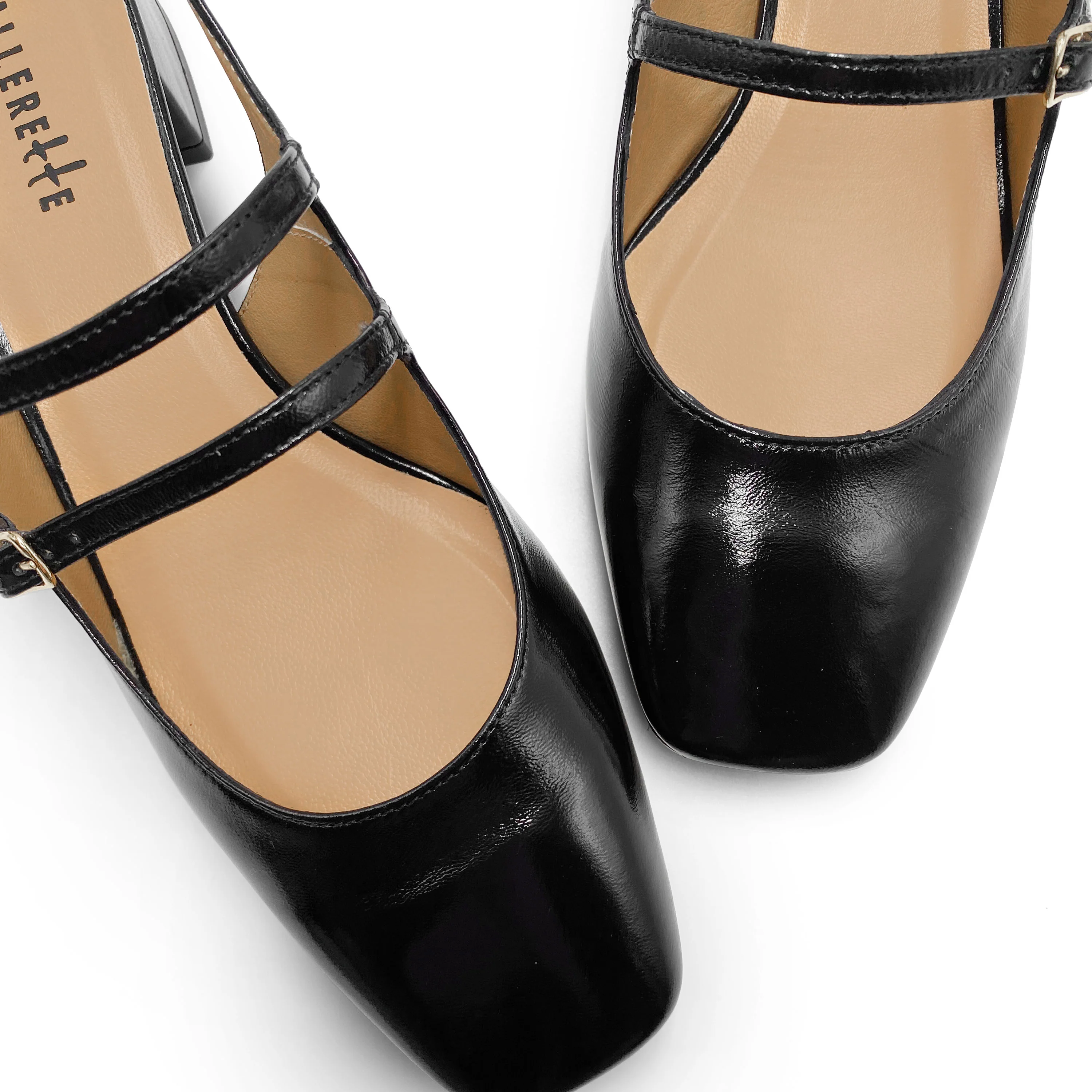 Ballerine slingback nere in pelle lucida con tacco - Image 4