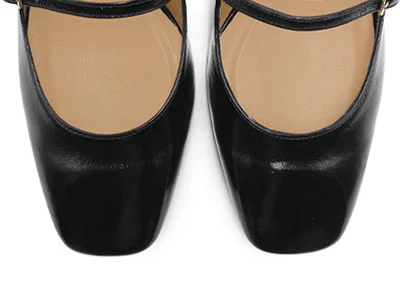 Ballerine slingback nere in pelle lucida con tacco - Image 5