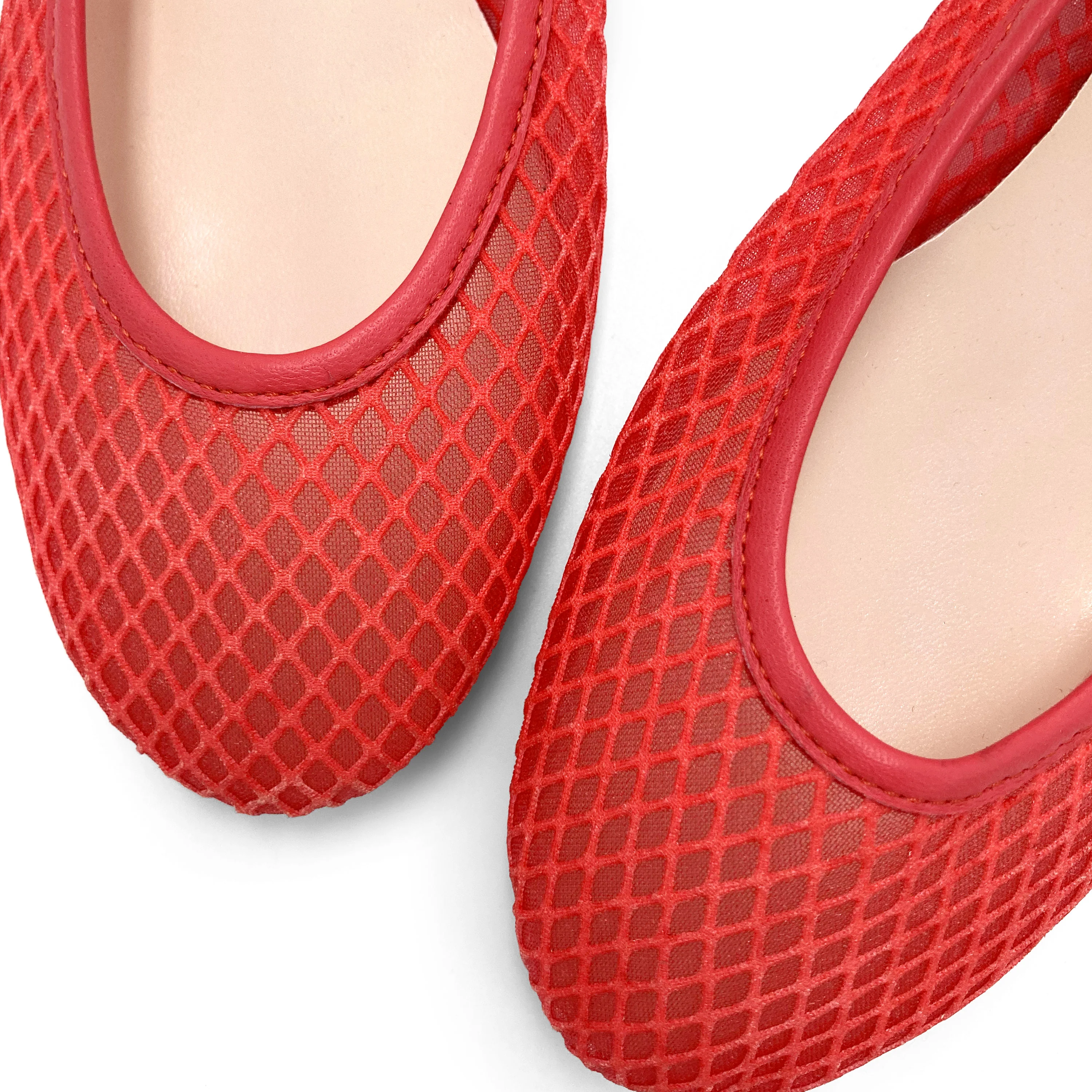 TT GO GREEN Collection - Ballerine trasparenti rosse corallo in tessuto ECO mesh e rete - Image 4