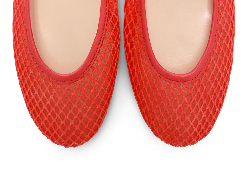 TT GO GREEN Collection - Ballerine trasparenti rosse corallo in tessuto ECO mesh e rete - Image 5