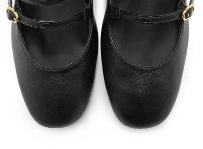 Mary Jane nere in pelle con tre cinturini e tacco alto - Image 5