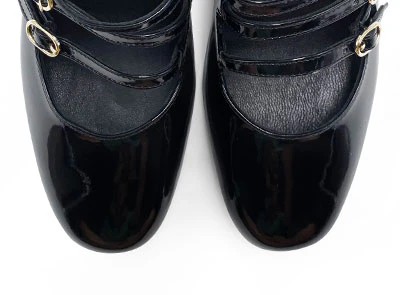 Mary Jane nere in vernice con tre cinturini e tacco alto - Image 5