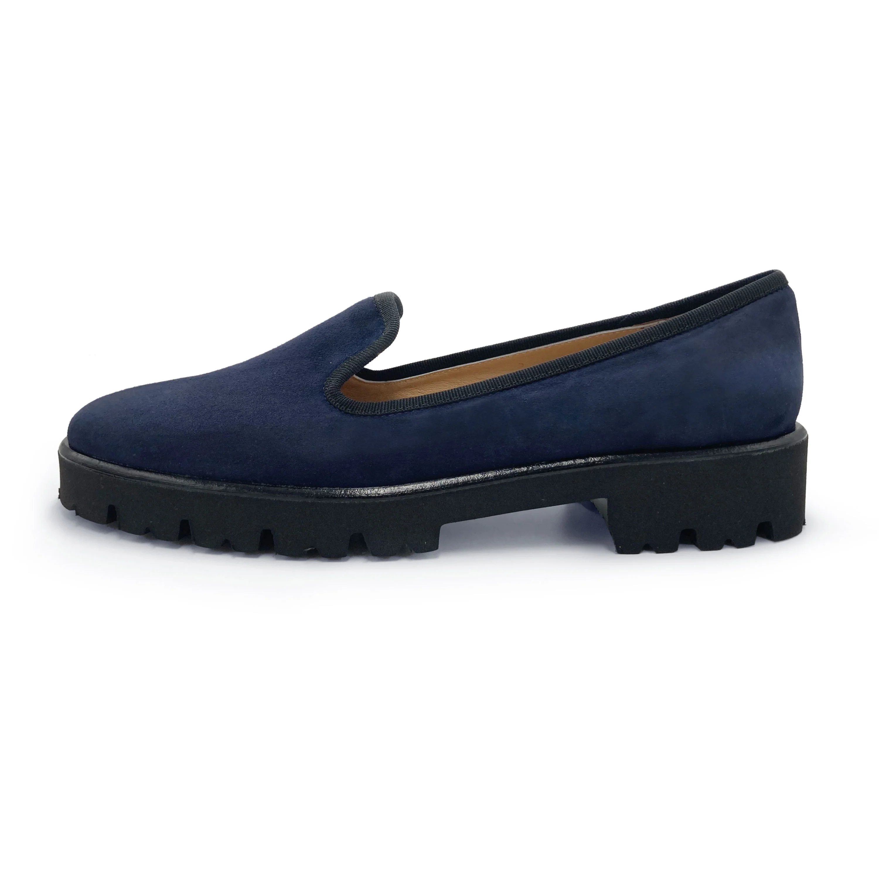 Mocassini da donna platform blu in camoscio - Image 4