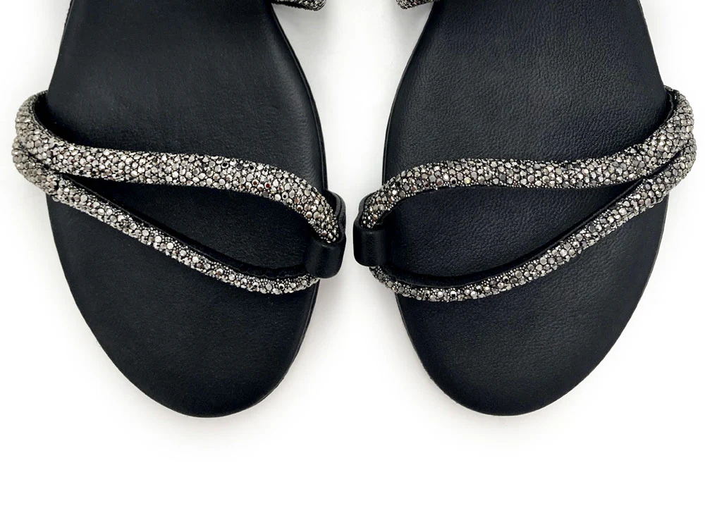 Sandali gioiello da sera in strass argentati - Image 5